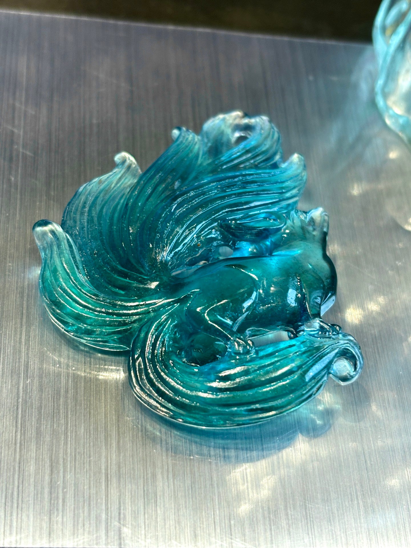 A1101 Beautiful Aquamarine Carved Nine-tailed Fox Pendant