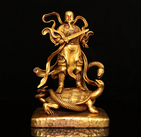 A1109 Vintage Chinese Gilt Gold Copper Figure Statue