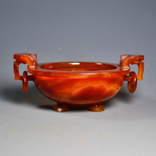 A1134 Beautiful Red Agate Double Ring Incense Burner