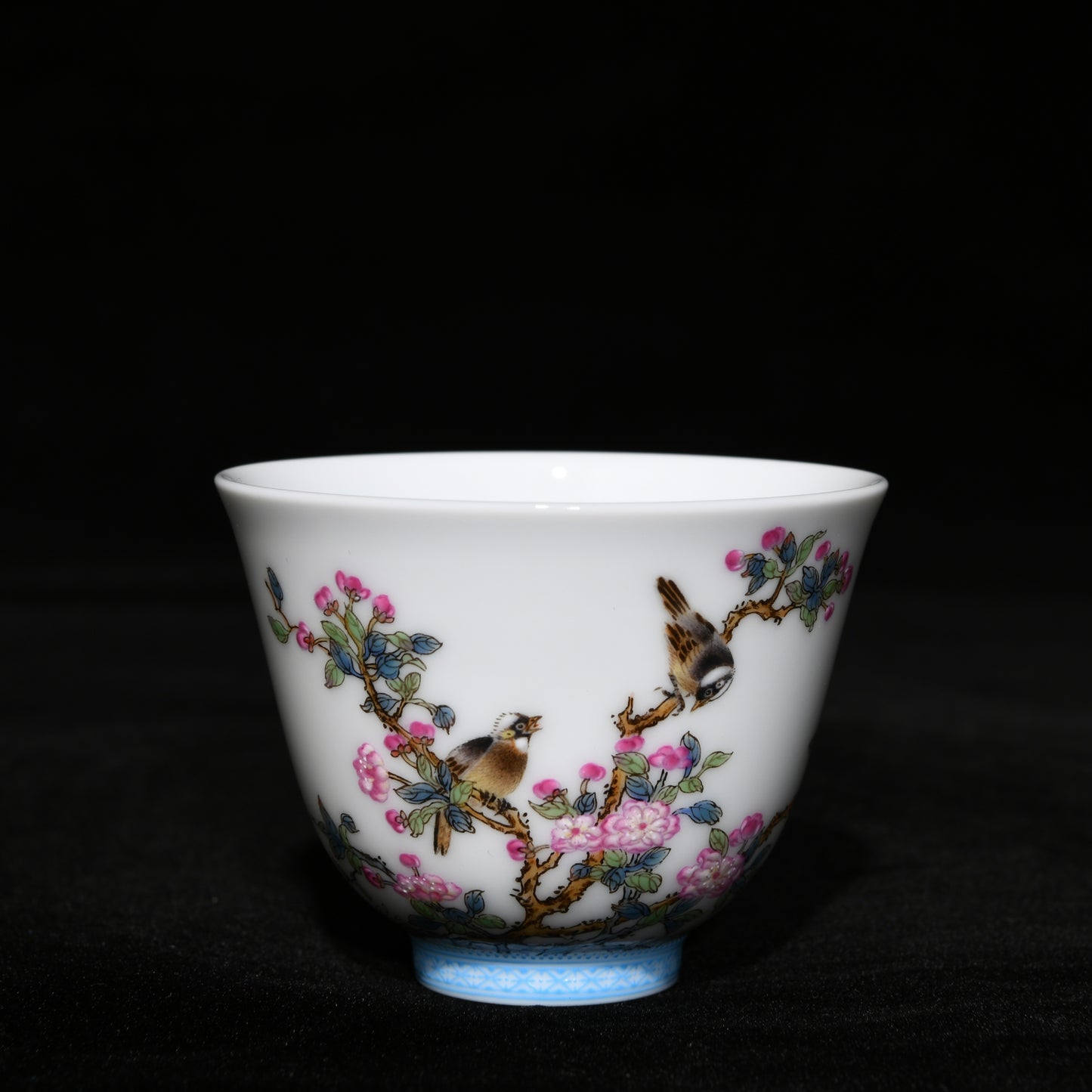 A1262 A Set 12 Chinese Qing Dynasty Famille Rose Flowers Bird Design Porcelain Cups