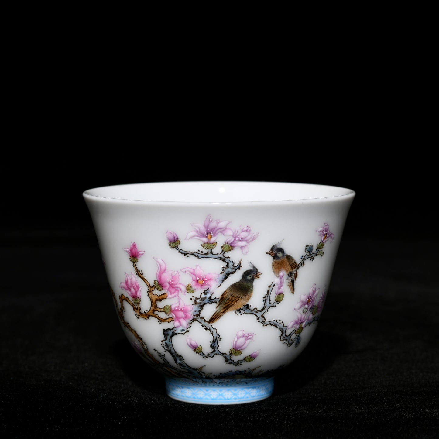 A1262 A Set 12 Chinese Qing Dynasty Famille Rose Flowers Bird Design Porcelain Cups