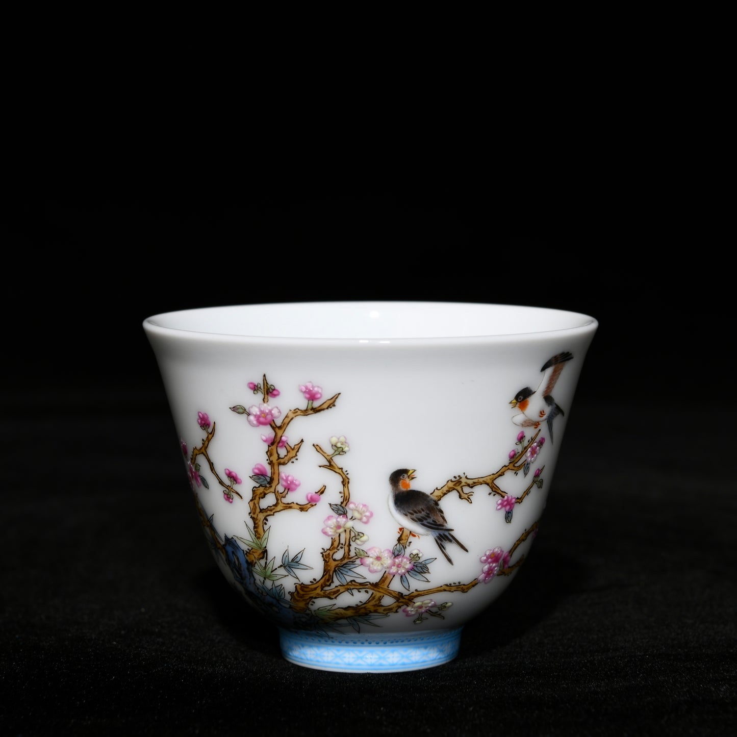 A1262 A Set 12 Chinese Qing Dynasty Famille Rose Flowers Bird Design Porcelain Cups