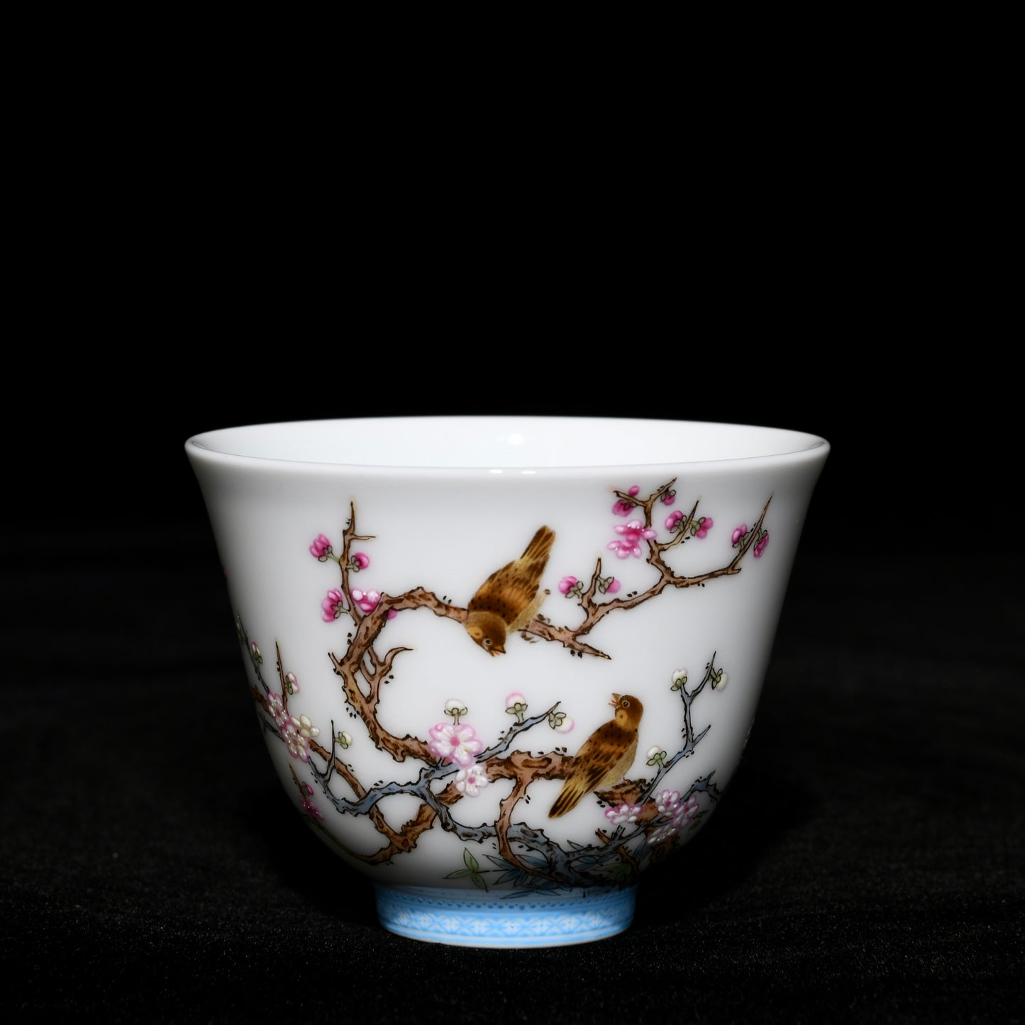 A1262 A Set 12 Chinese Qing Dynasty Famille Rose Flowers Bird Design Porcelain Cups