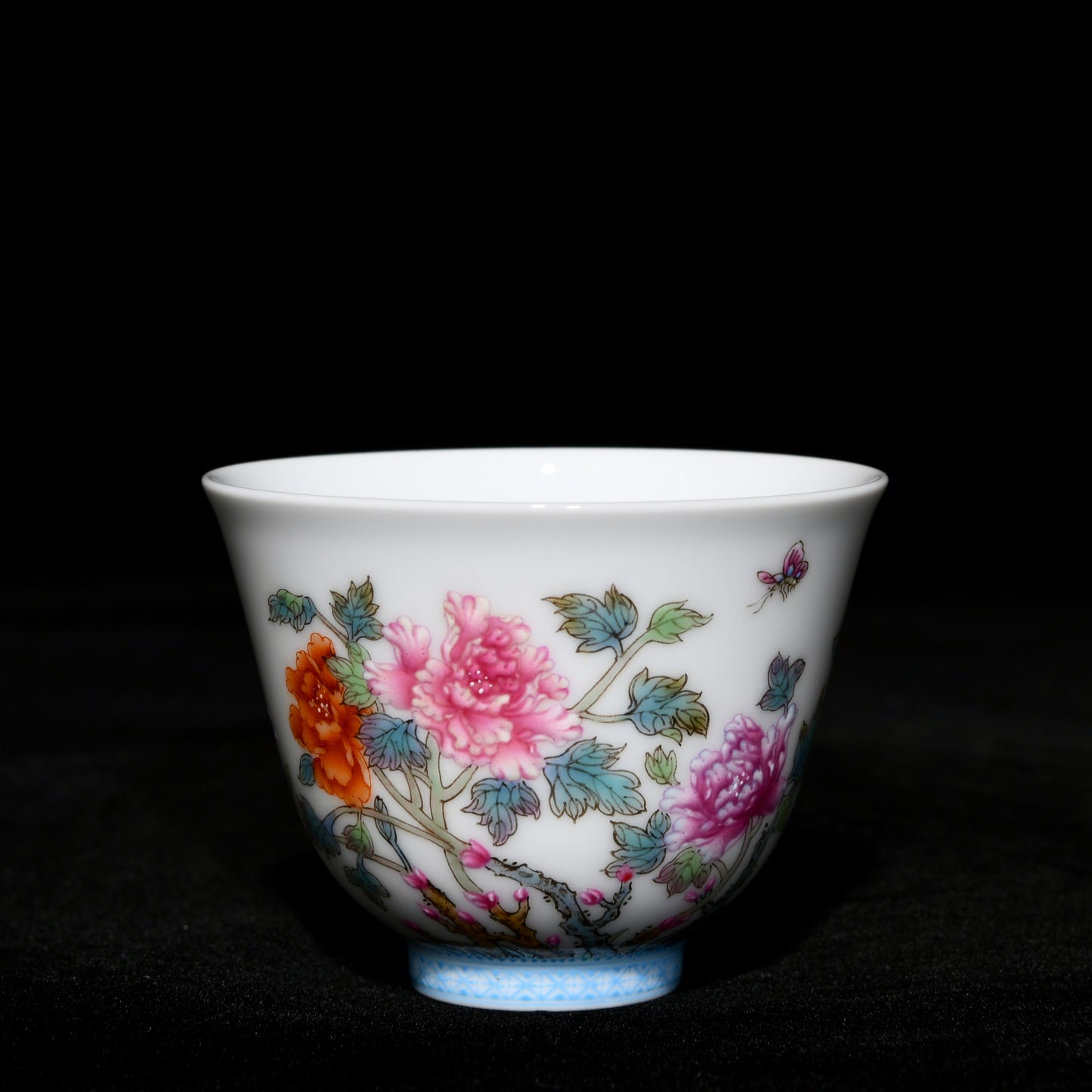 A1262 A Set 12 Chinese Qing Dynasty Famille Rose Flowers Bird Design Porcelain Cups