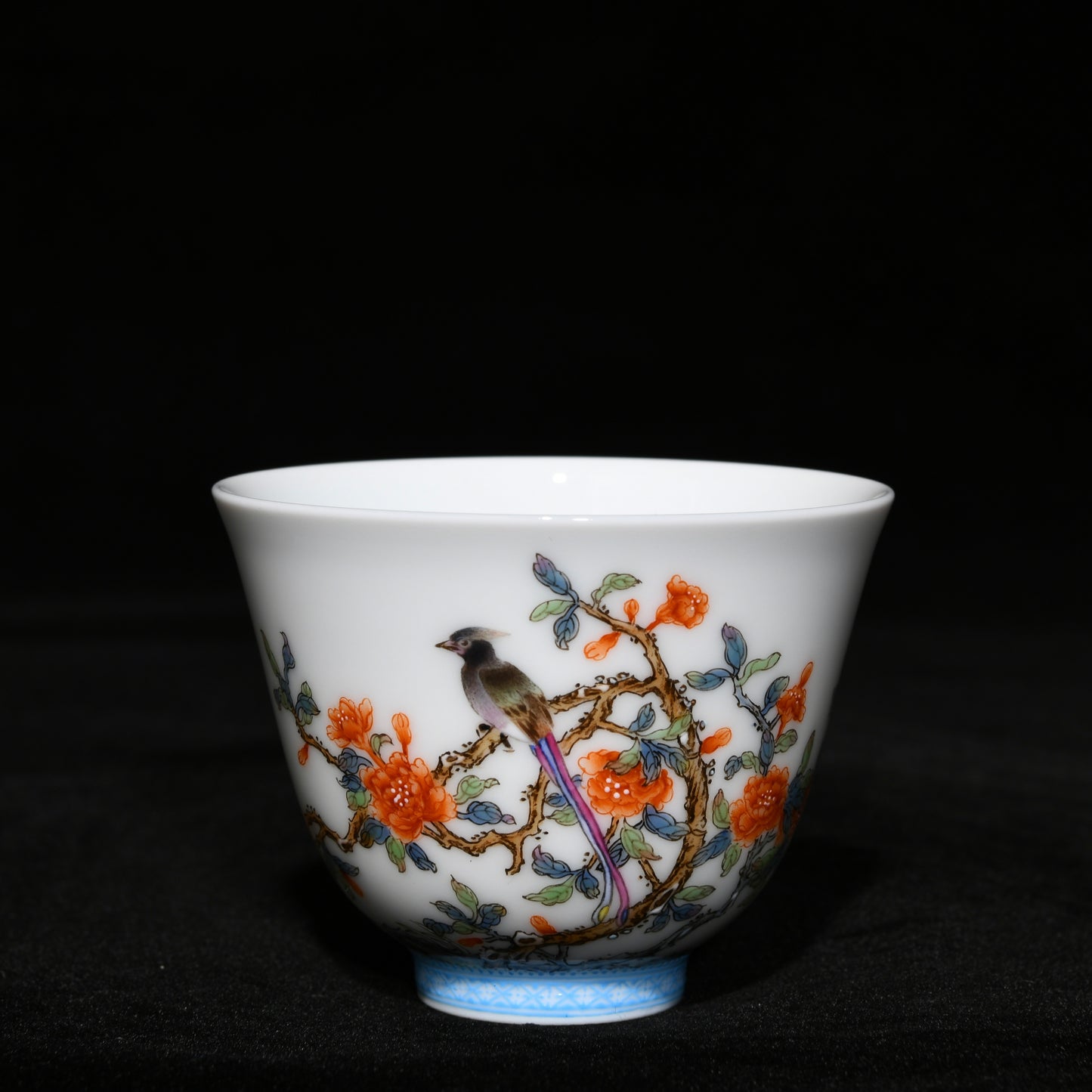 A1262 A Set 12 Chinese Qing Dynasty Famille Rose Flowers Bird Design Porcelain Cups