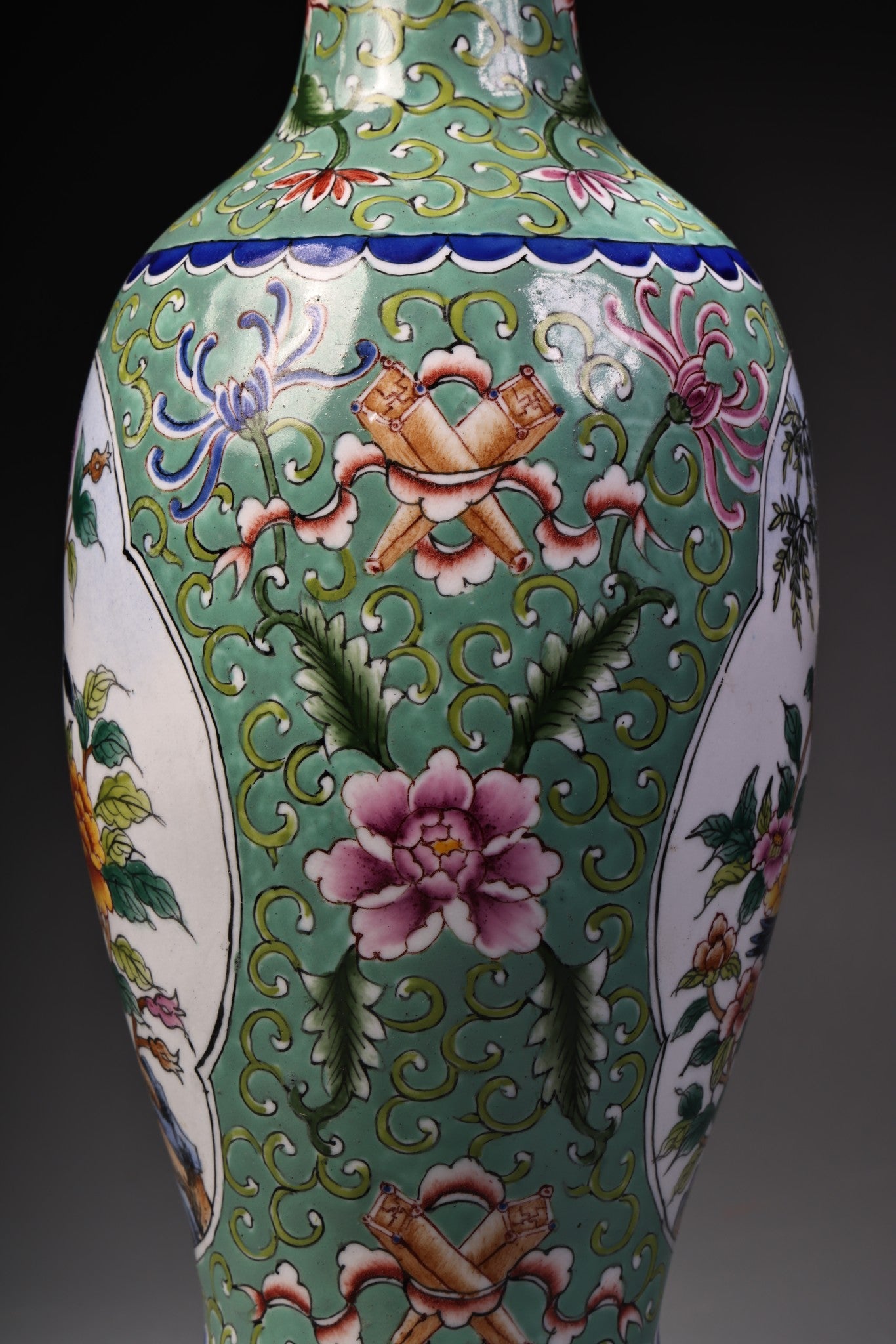 A1347 Old Chinese Copper Cloisonne Enamel Flowers Bird Design Vase