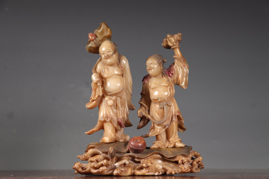 A1362 Vintage Chinese Shoushan Stone Carved Figure Statue