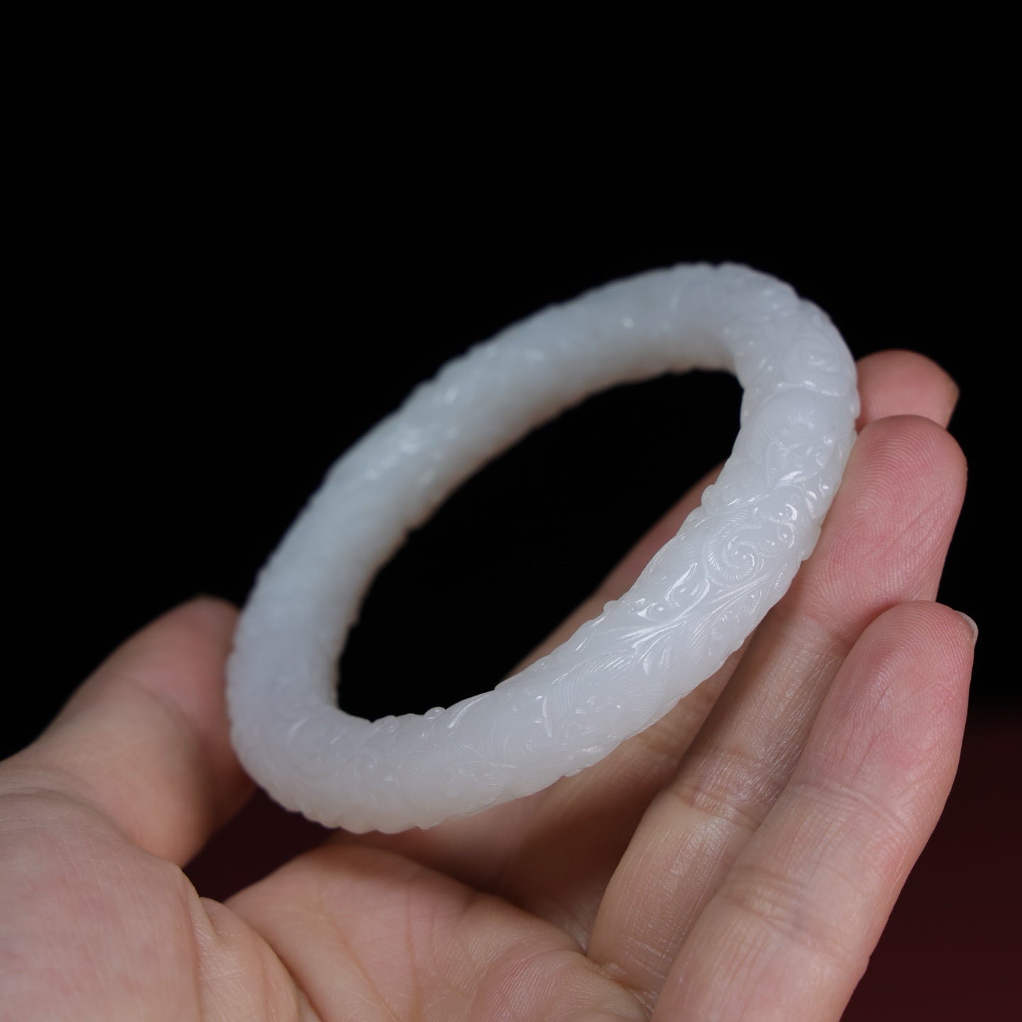 A1412 Inside Diameter 55 MM Chinese White Hetian Jade Bracelet