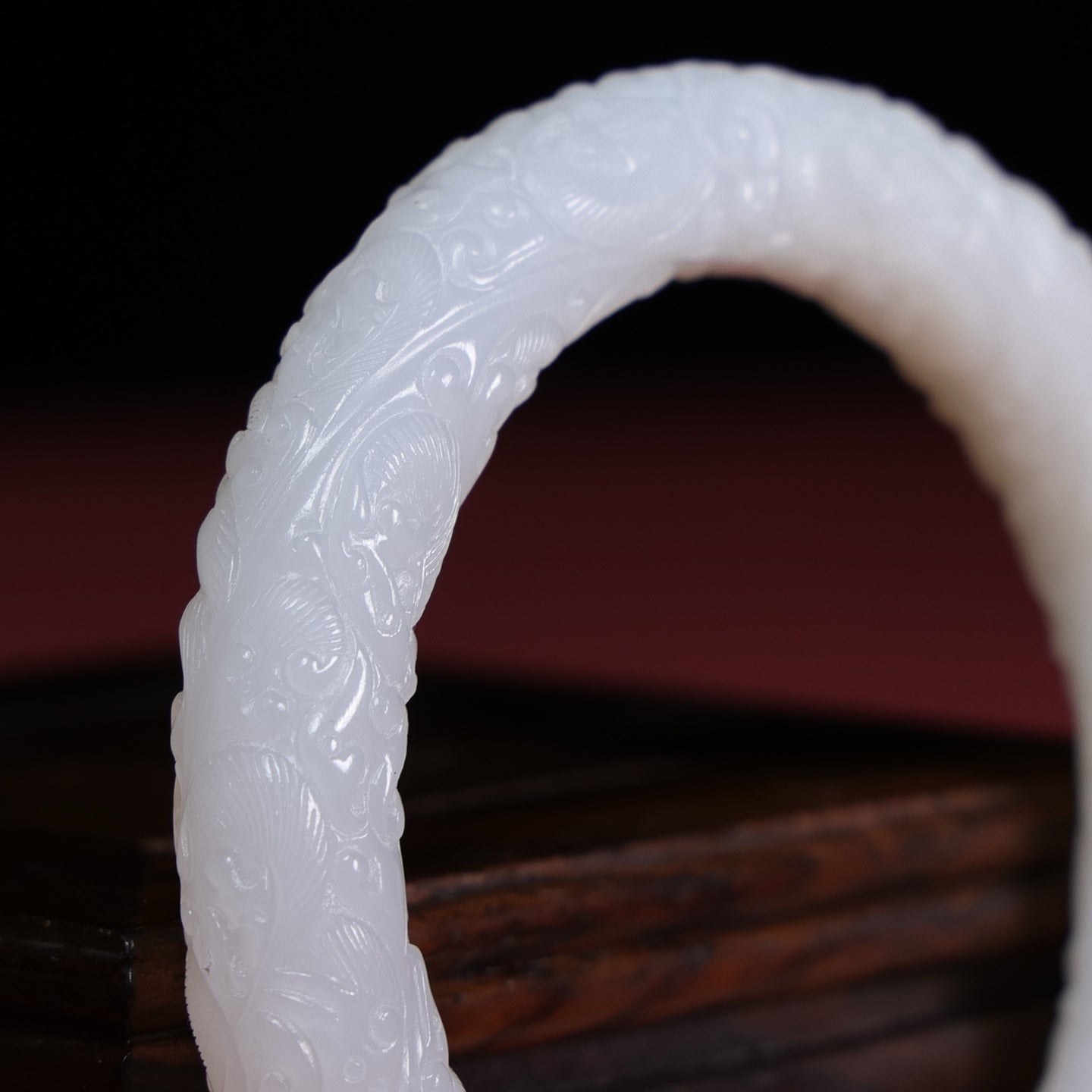 A1412 Inside Diameter 55 MM Chinese White Hetian Jade Bracelet