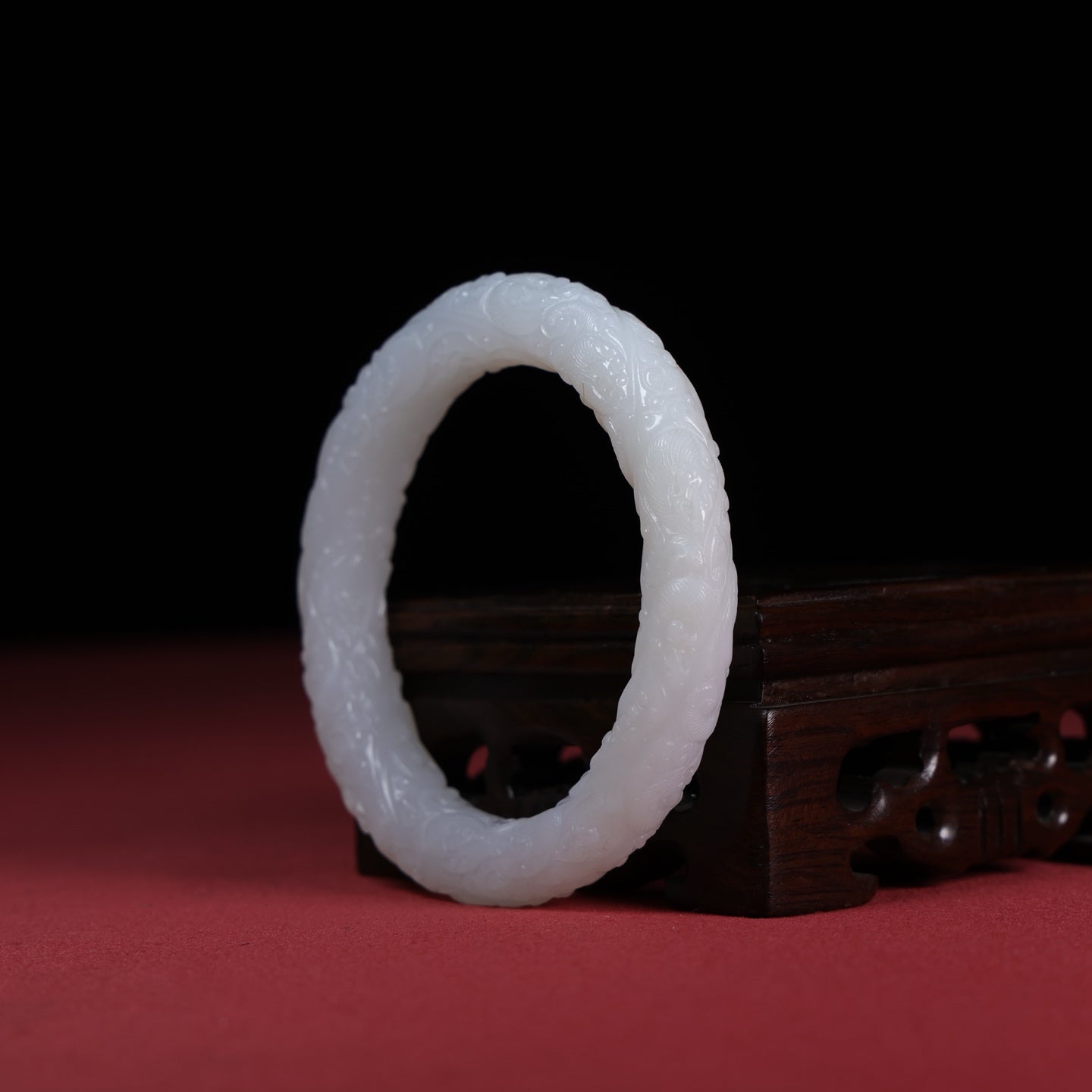 A1412 Inside Diameter 55 MM Chinese White Hetian Jade Bracelet