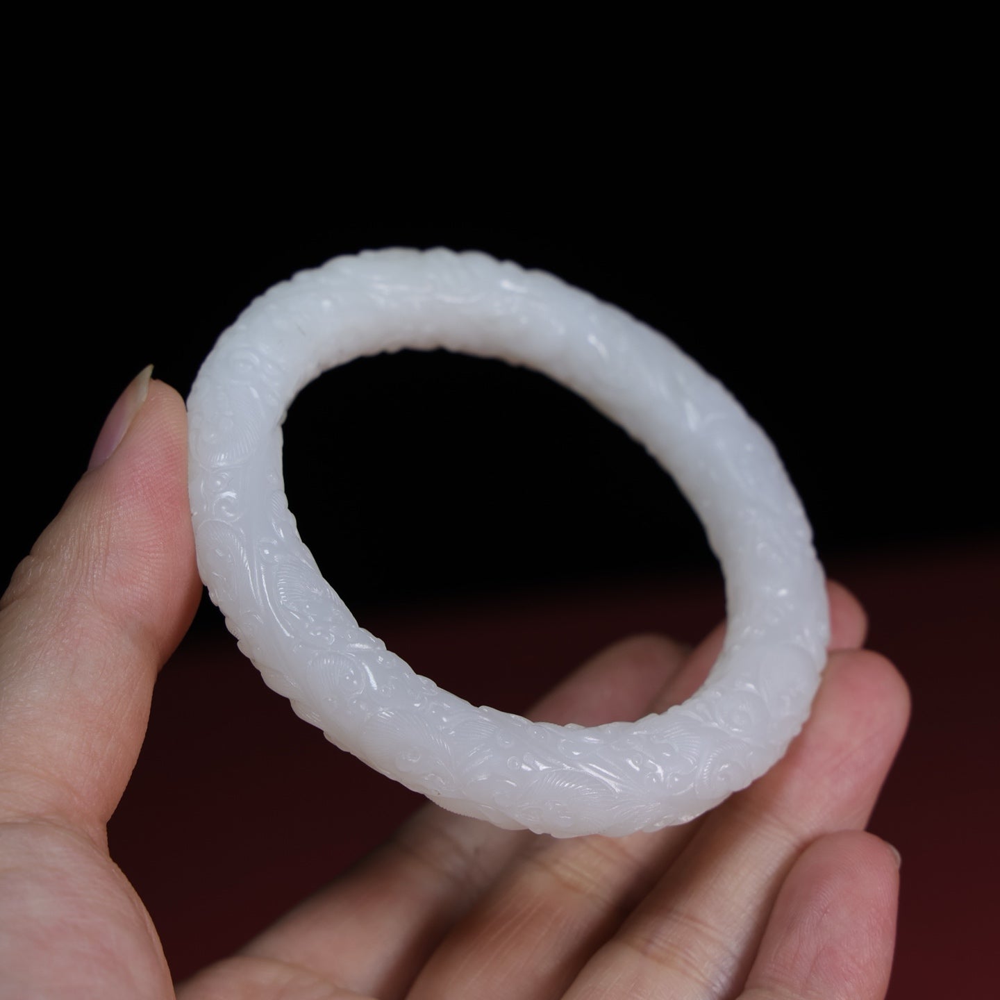 A1412 Inside Diameter 55 MM Chinese White Hetian Jade Bracelet