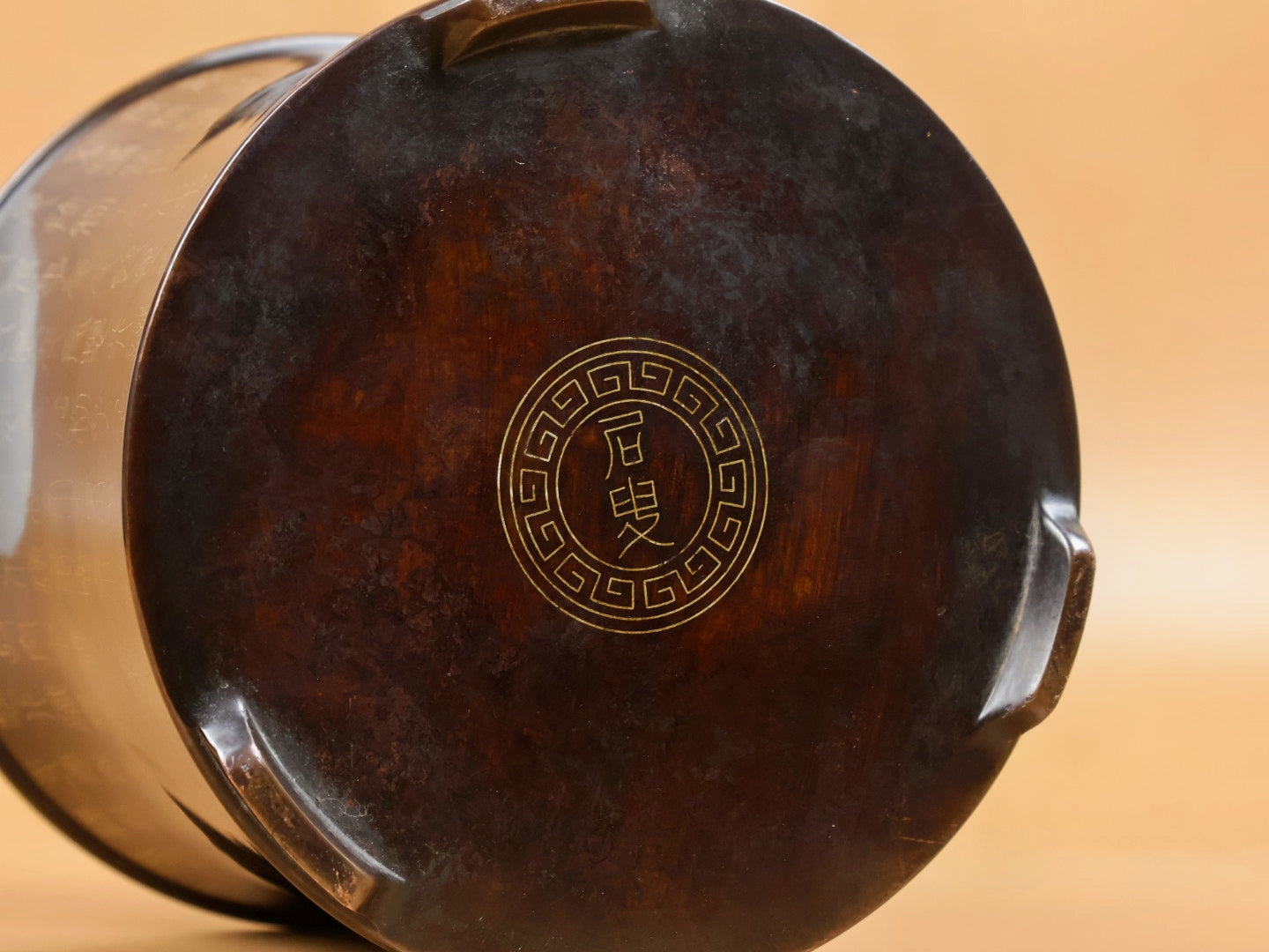 A1512 Vintage Chinese Copper Inlay Silver Wires Brush Pot