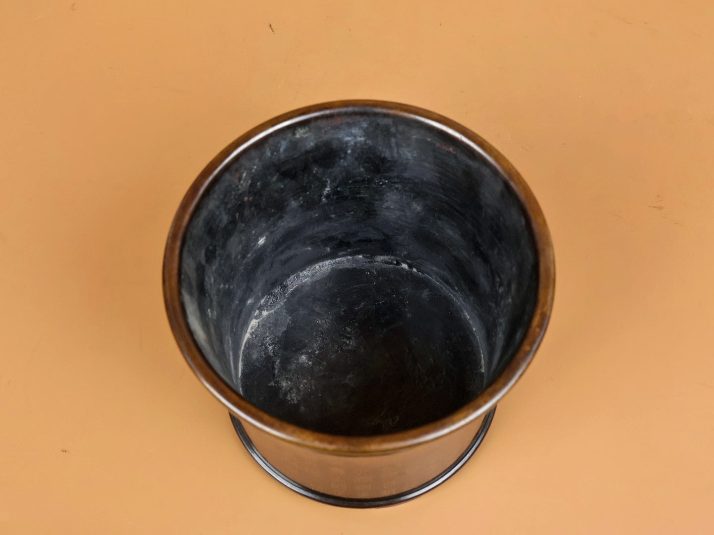 A1512 Vintage Chinese Copper Inlay Silver Wires Brush Pot