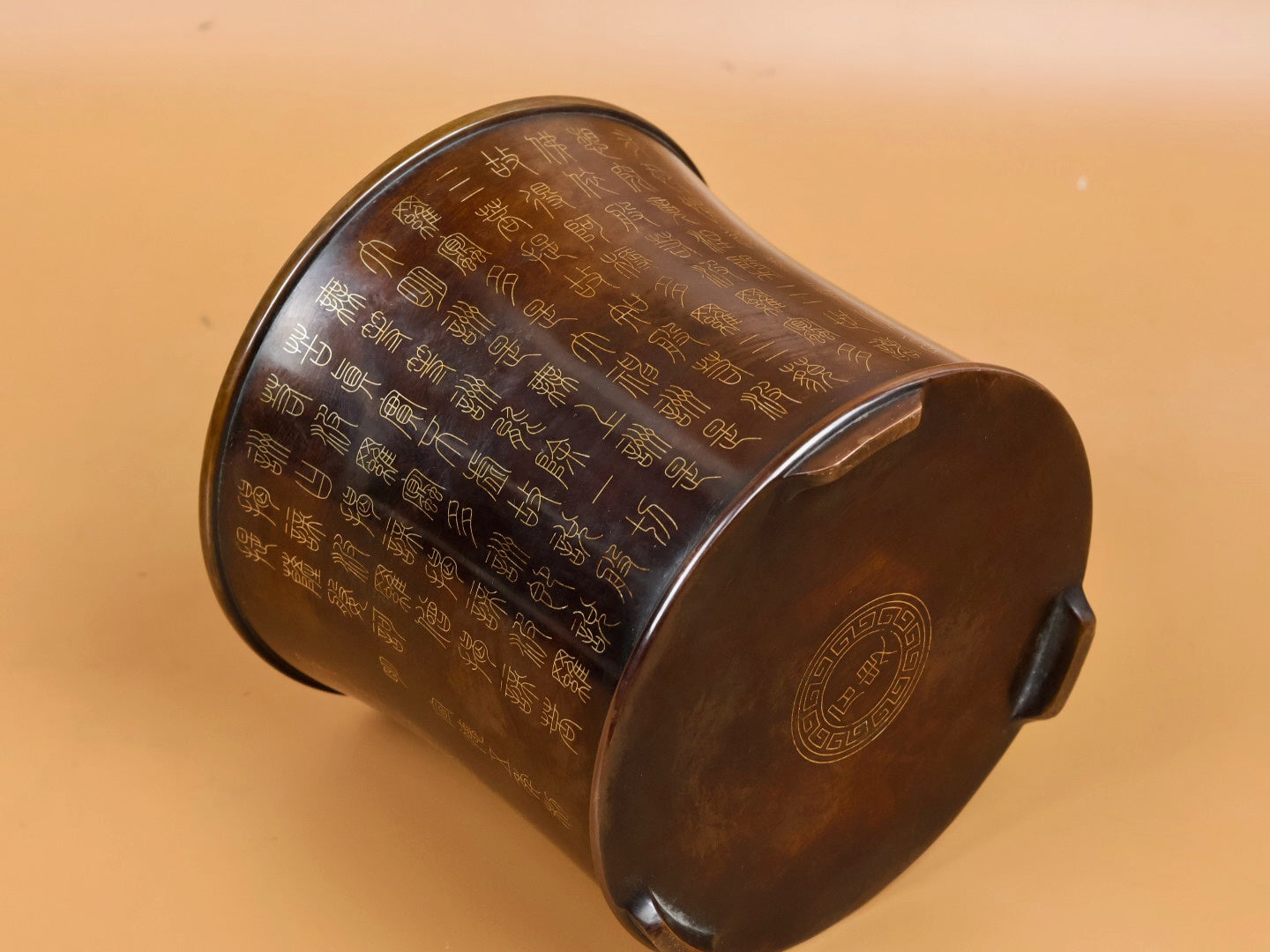 A1512 Vintage Chinese Copper Inlay Silver Wires Brush Pot