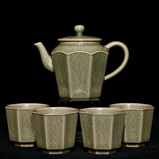 A1523 A Set Chinese Yue Kiln Porcelain Teapot & Cups