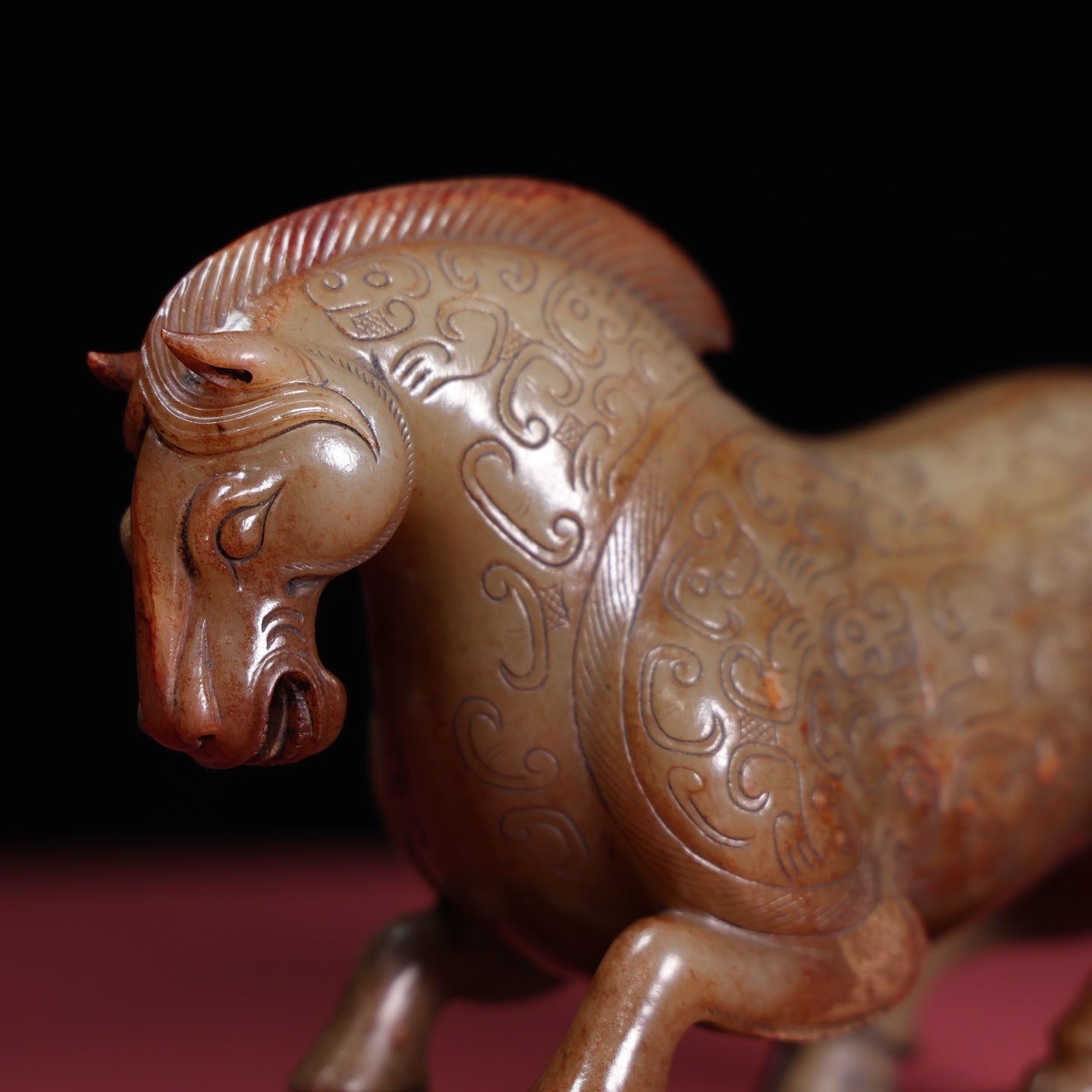 A1574 Superb Old Chinese Hetian Jade Carved Fortune Horse Statue