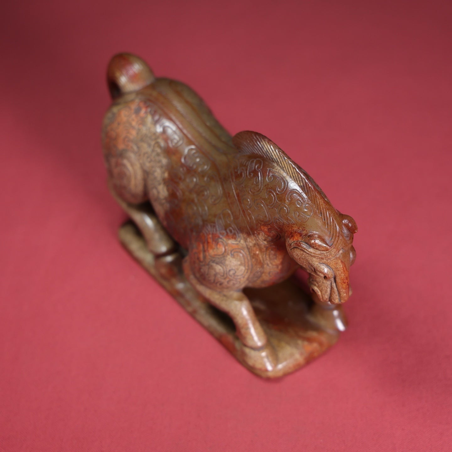 A1574 Superb Old Chinese Hetian Jade Carved Fortune Horse Statue