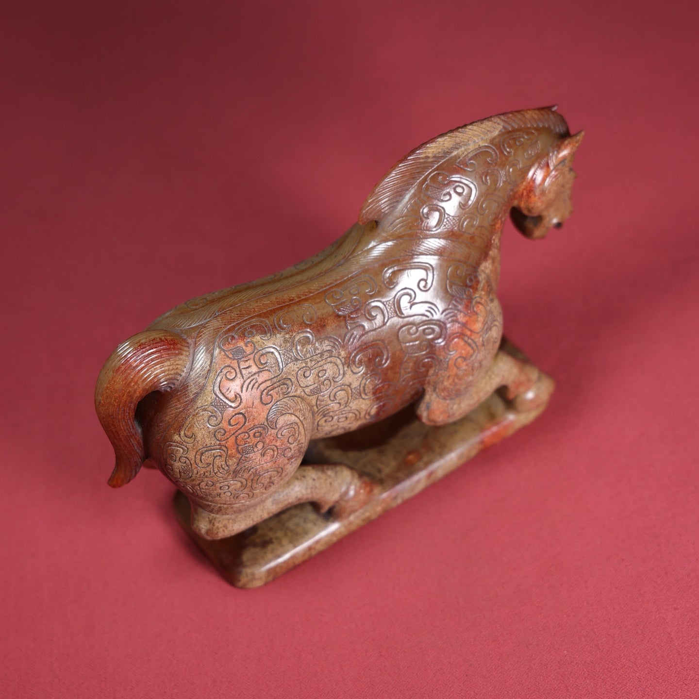 A1574 Superb Old Chinese Hetian Jade Carved Fortune Horse Statue