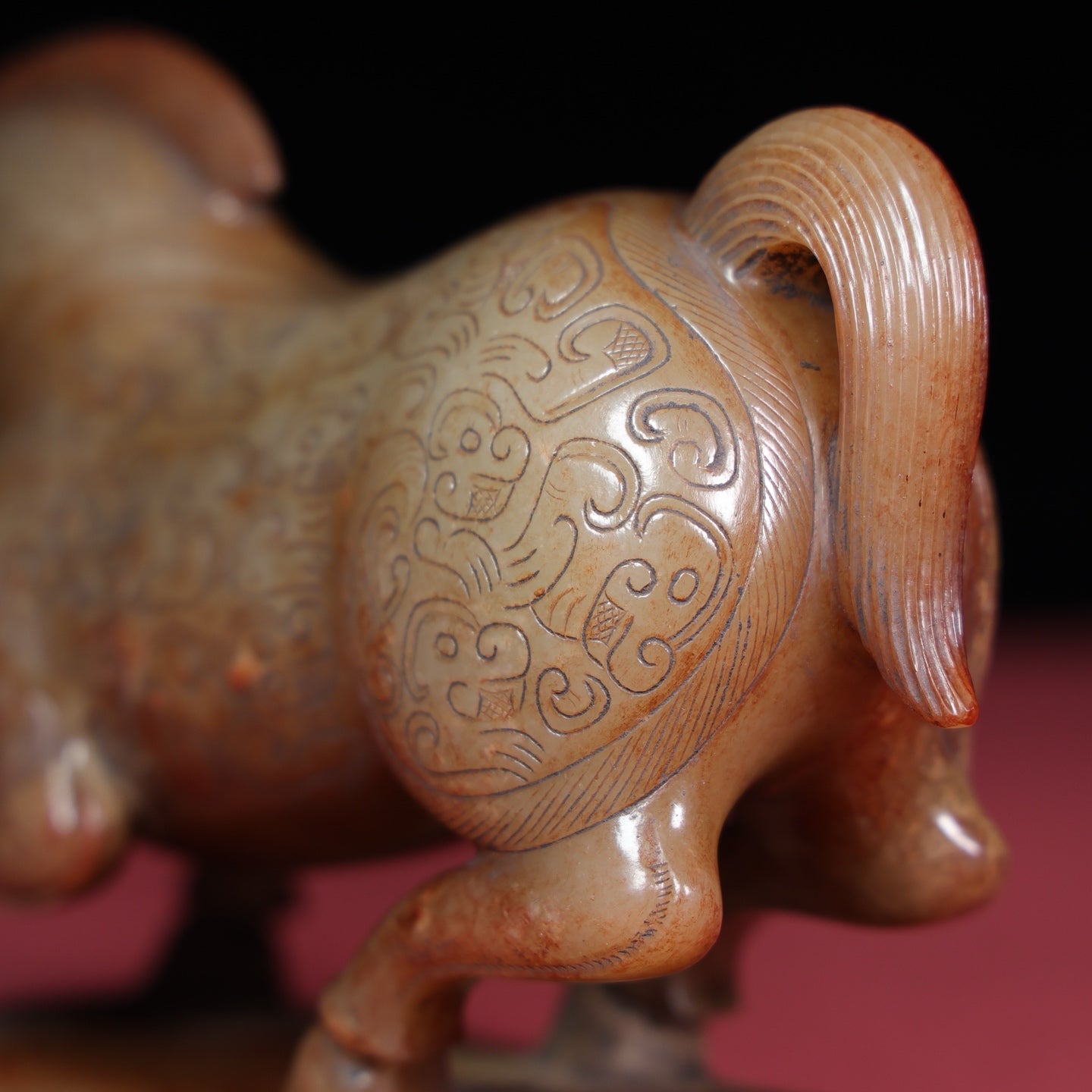 A1574 Superb Old Chinese Hetian Jade Carved Fortune Horse Statue