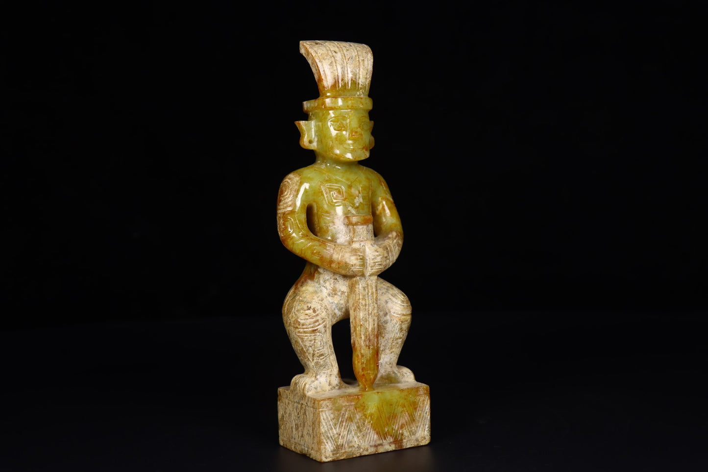 A1583 Vintage Chinese Hetian Jade Carved Figure Seal Statue