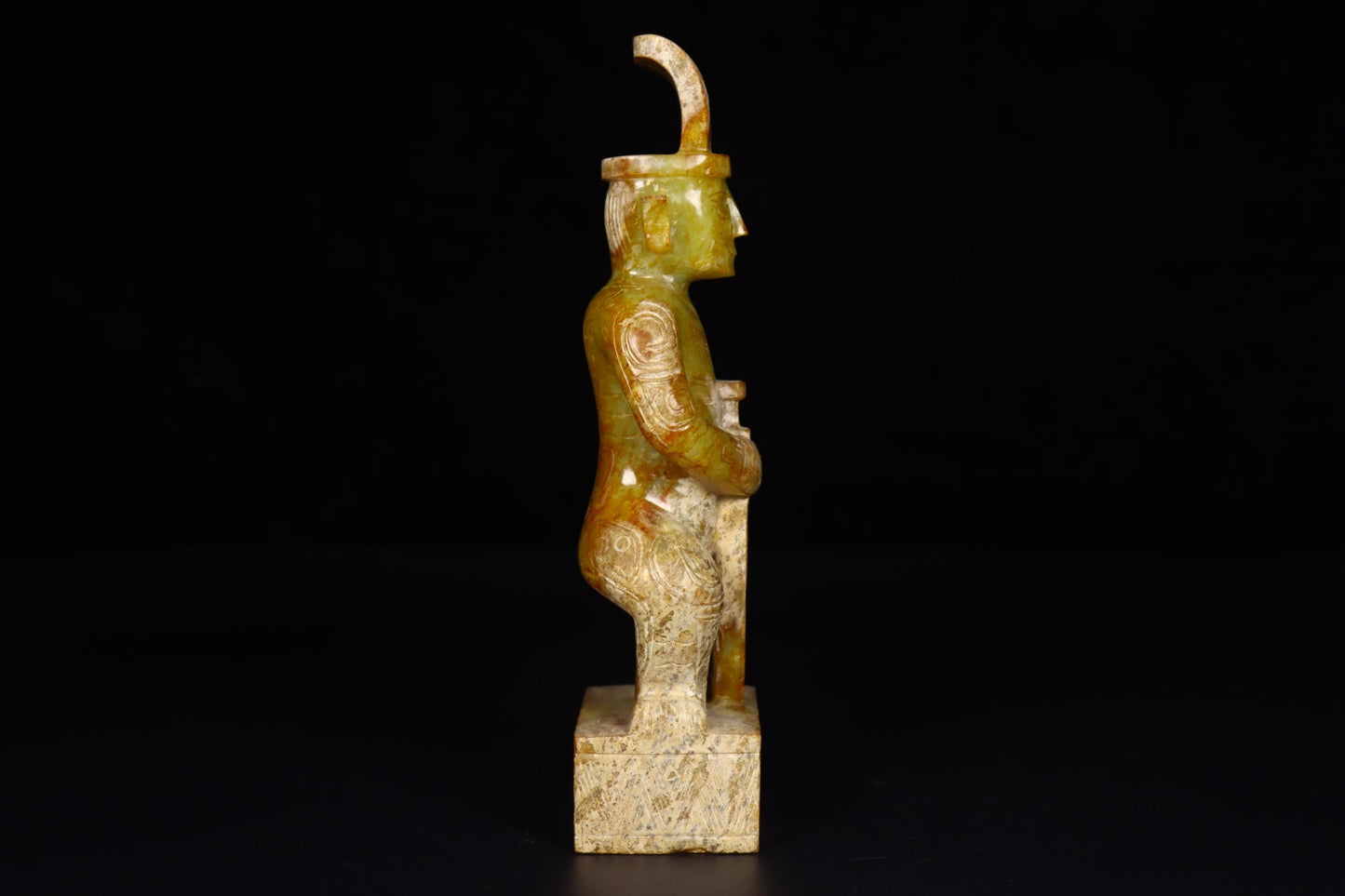 A1583 Vintage Chinese Hetian Jade Carved Figure Seal Statue