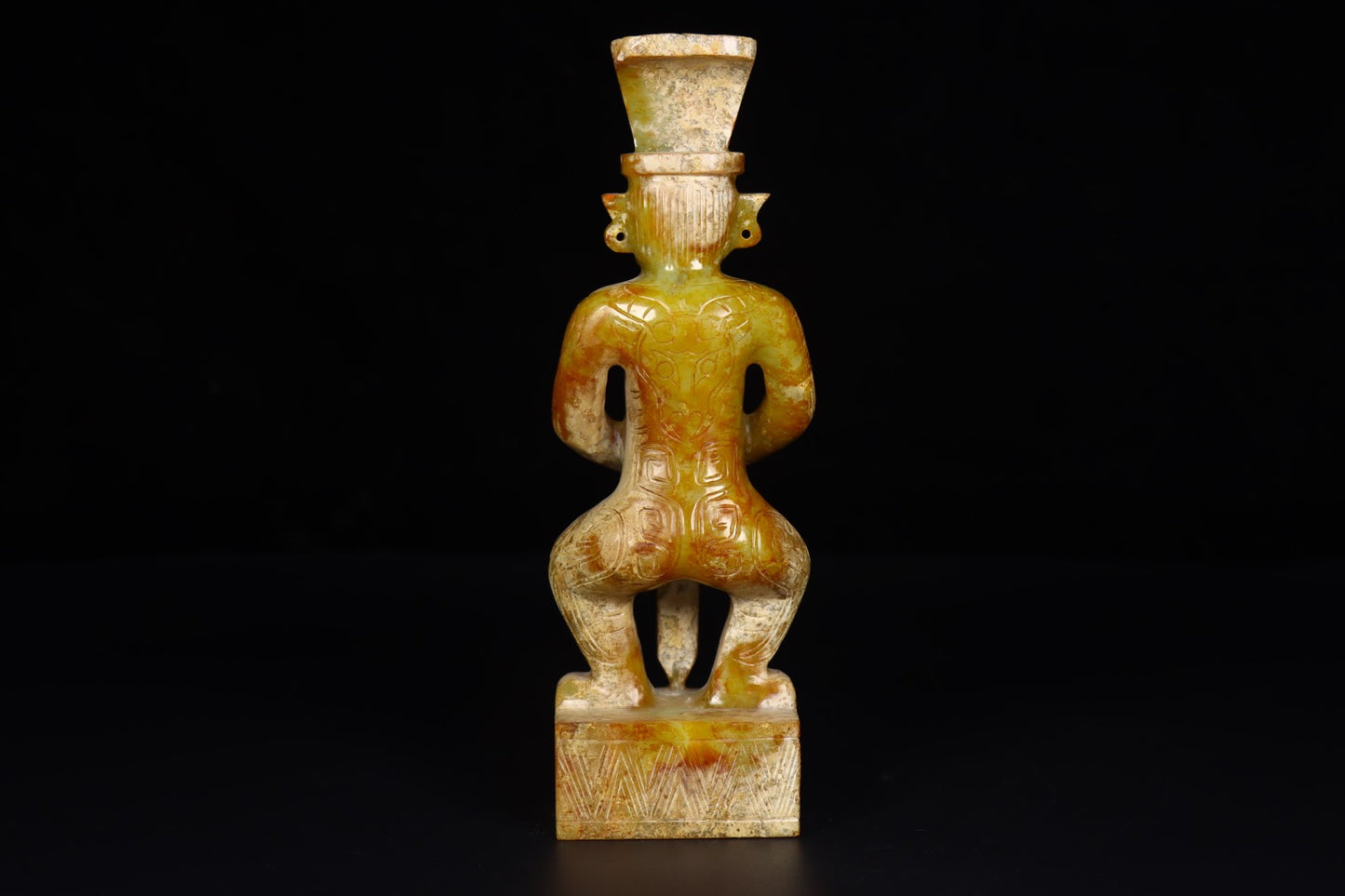 A1583 Vintage Chinese Hetian Jade Carved Figure Seal Statue