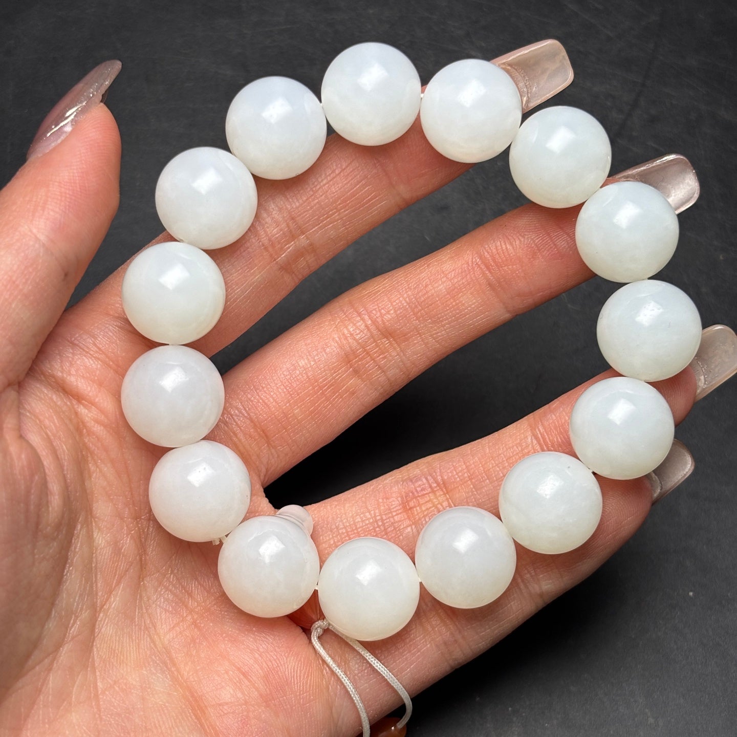 A1600 Chinese White Hetian Jade Beads Bracelet