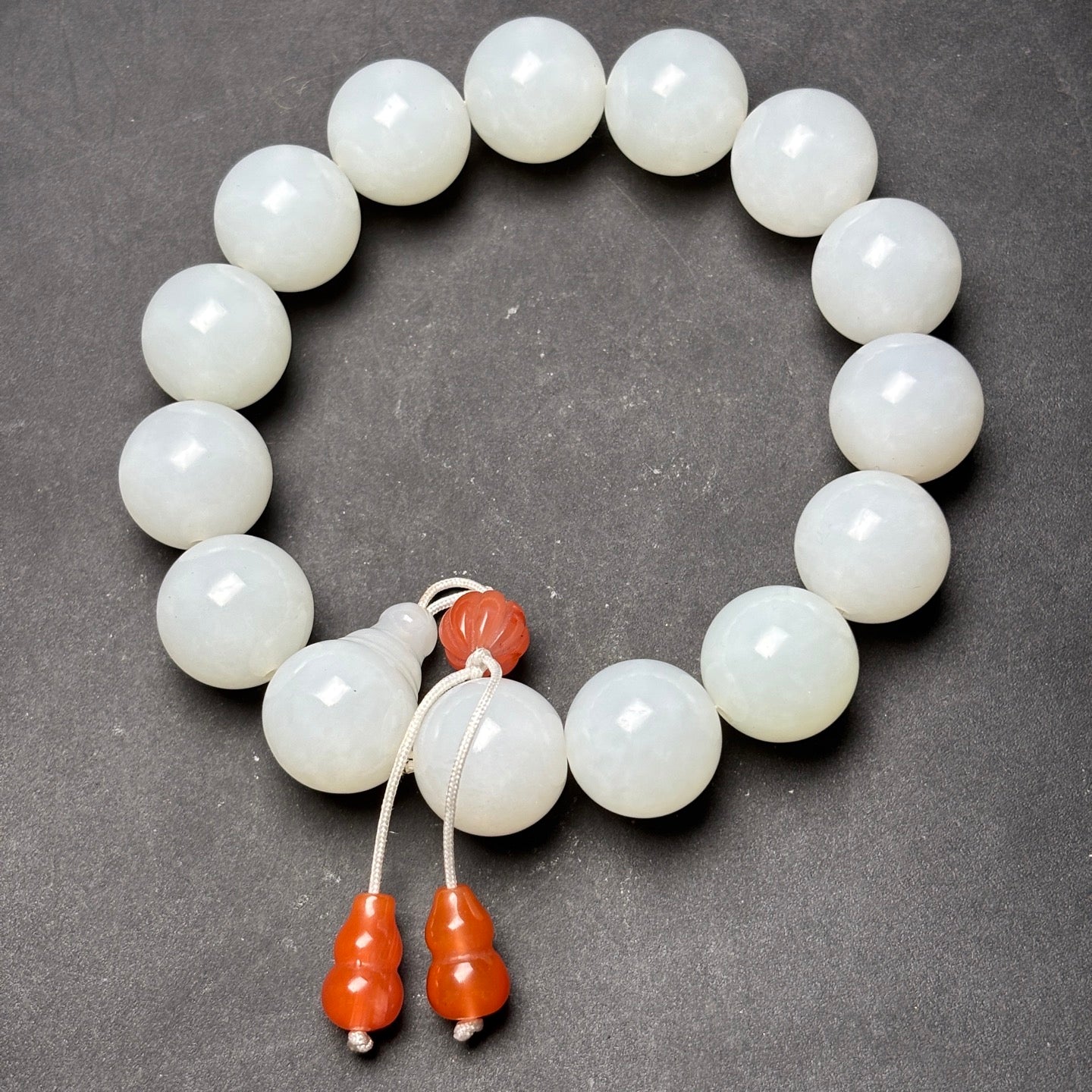 A1600 Chinese White Hetian Jade Beads Bracelet