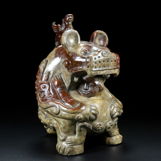 A1607 Superb Old Chinese Hetian Jade Carved Bear Statue