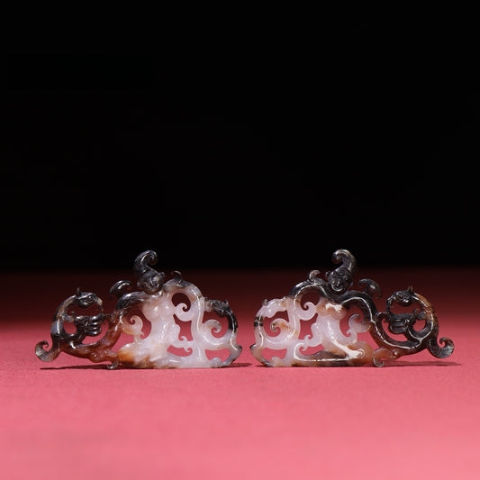 A1610 A Pair Superb Chinese Hetian Jade Carved Figure Statue