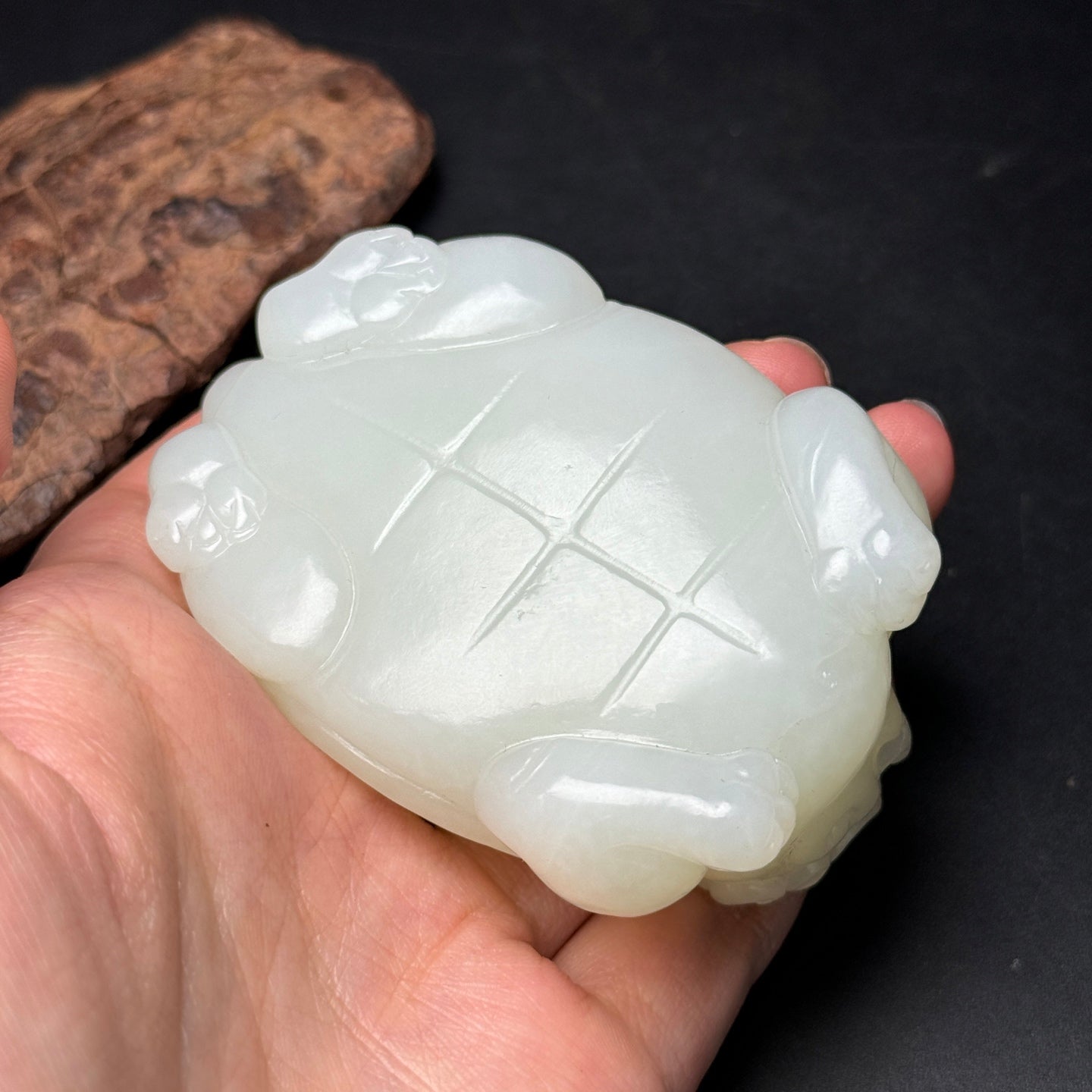 A1624 Superb Chinese Hetian Jade Carved Dragon Turtle Statue