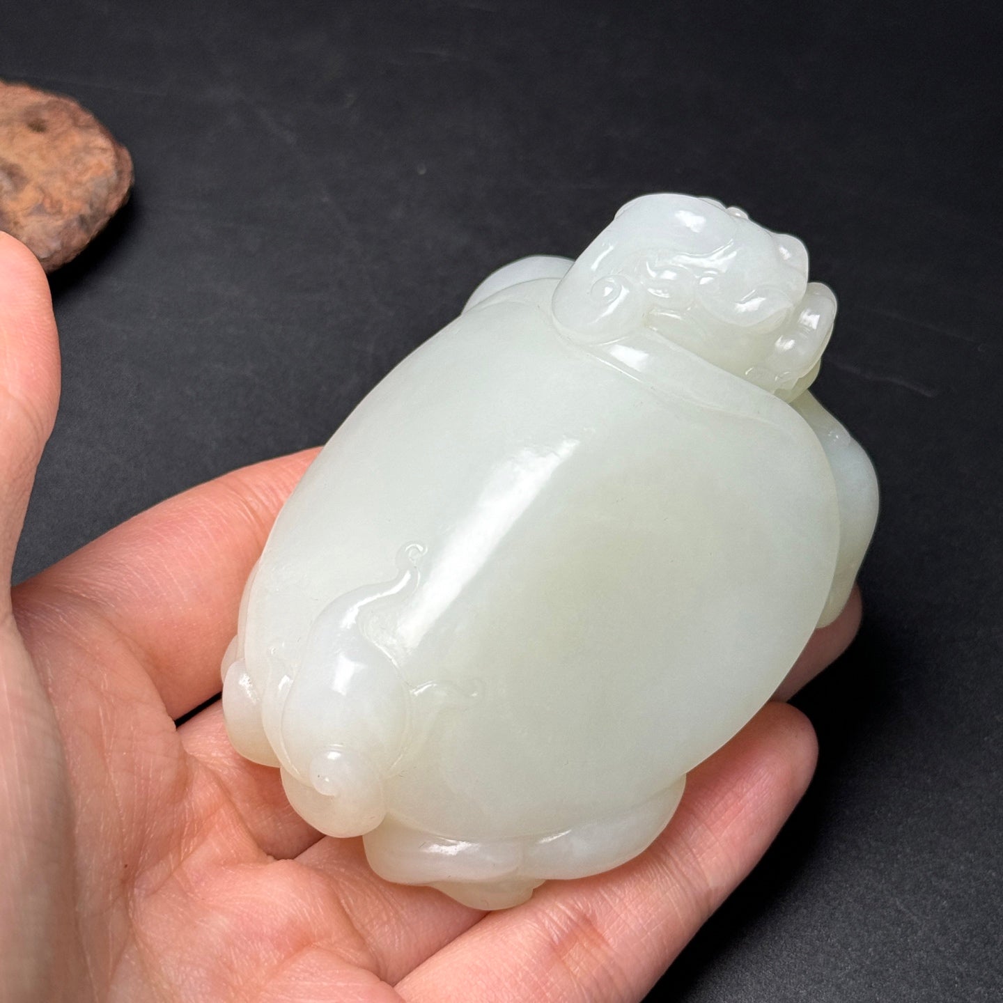A1624 Superb Chinese Hetian Jade Carved Dragon Turtle Statue