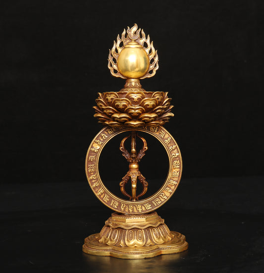A1723 Vintage Gilt Gold Copper Dharma-vessel Statue