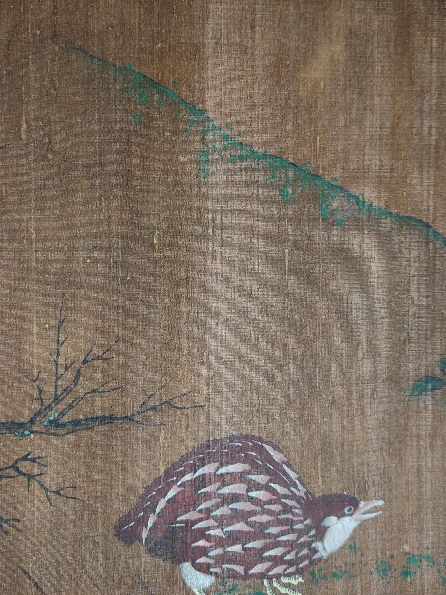 A1735 Chinese Watercolour On Silk Flowers Bird Design Painting - Zhao Meng Fu (1254－1322)