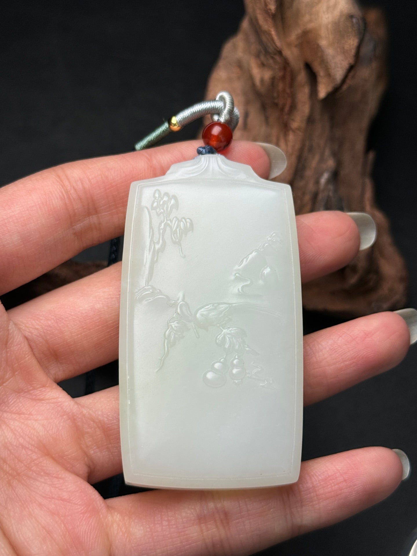 A0178 Superb Chinese Natural Hetian Jade Mountain River Scene Design Pendant