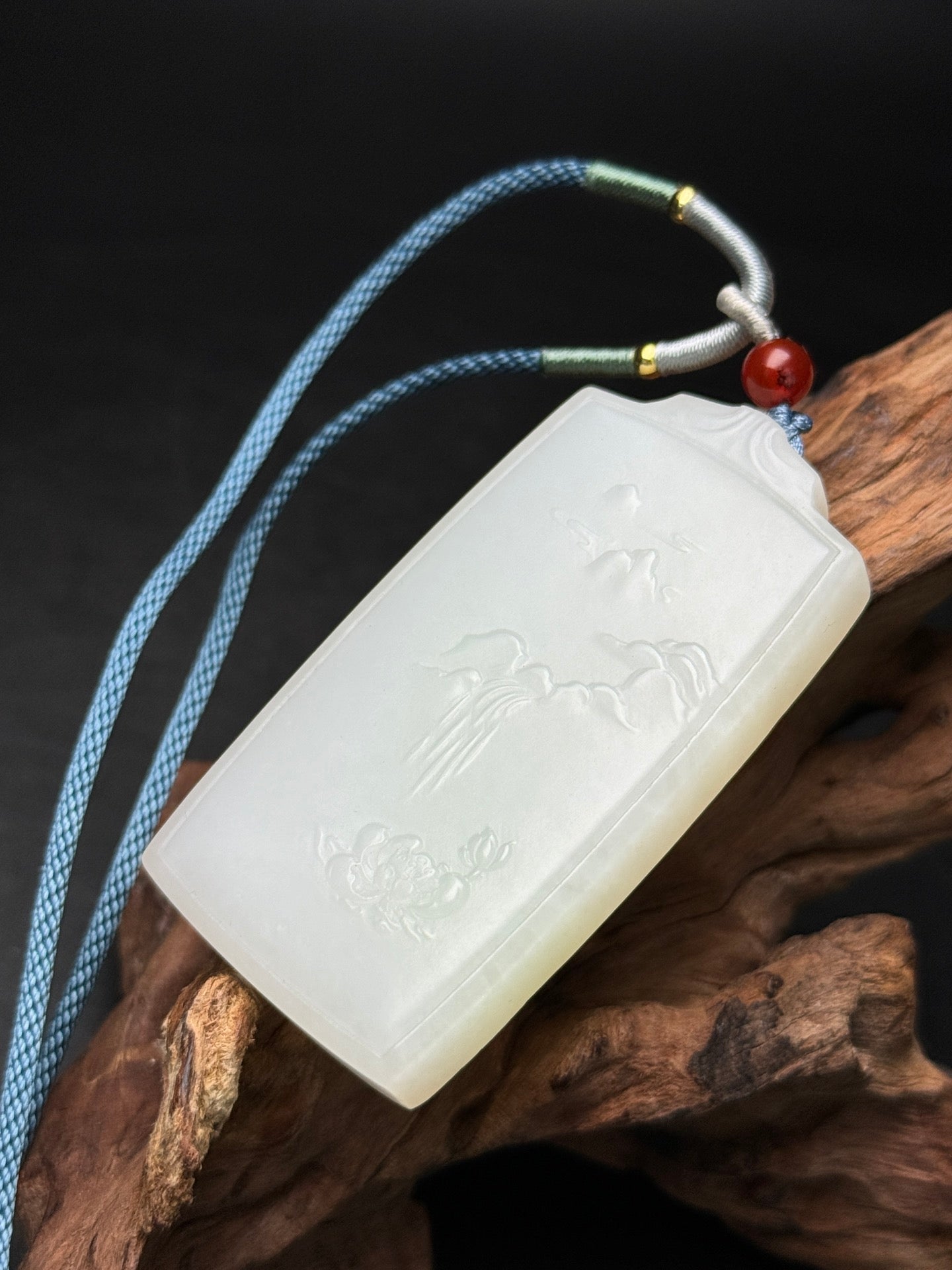 A0178 Superb Chinese Natural Hetian Jade Mountain River Scene Design Pendant