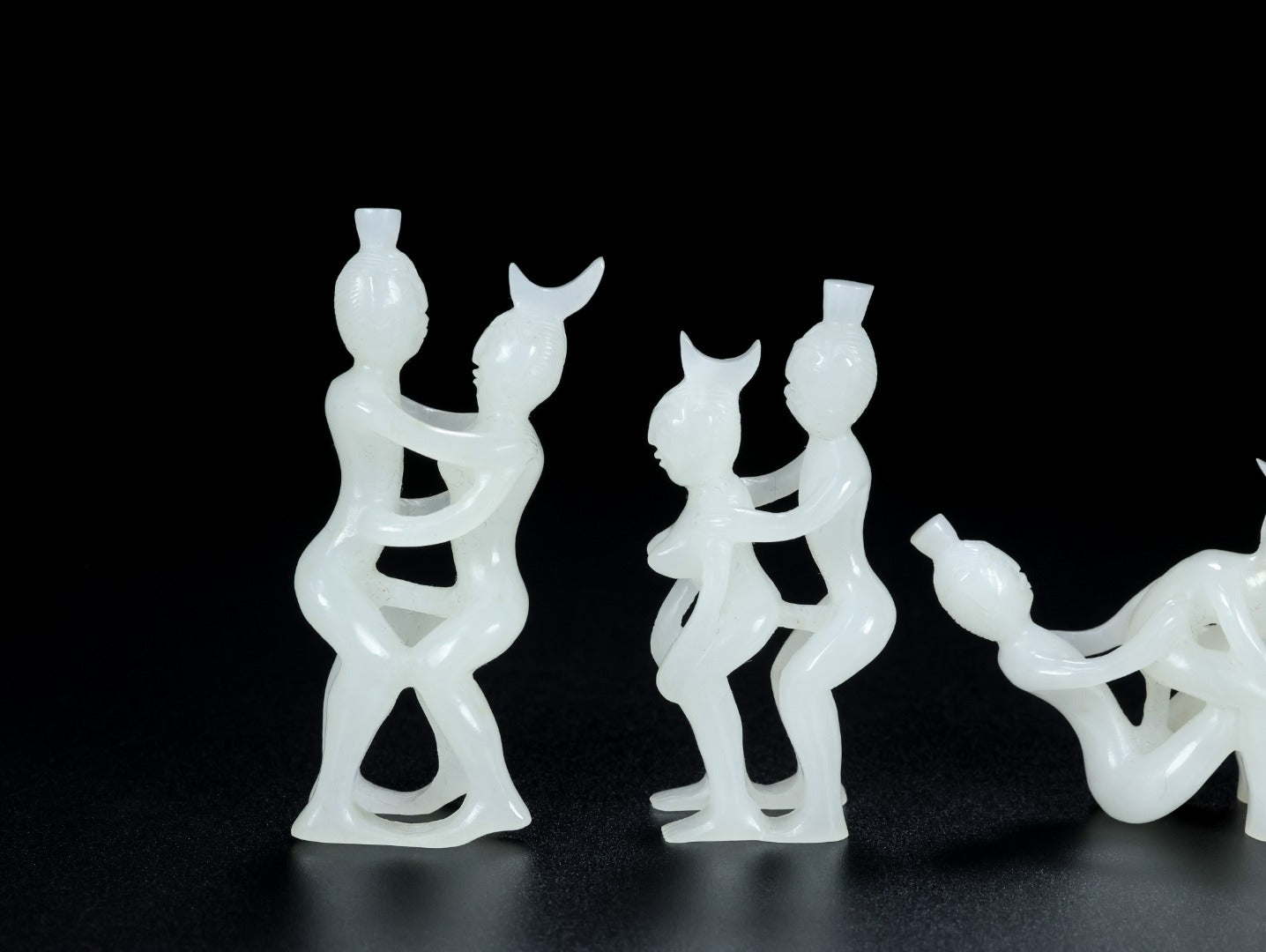 A1815 A Set Four Chinese White Hetian Jade Carved Figure Staues