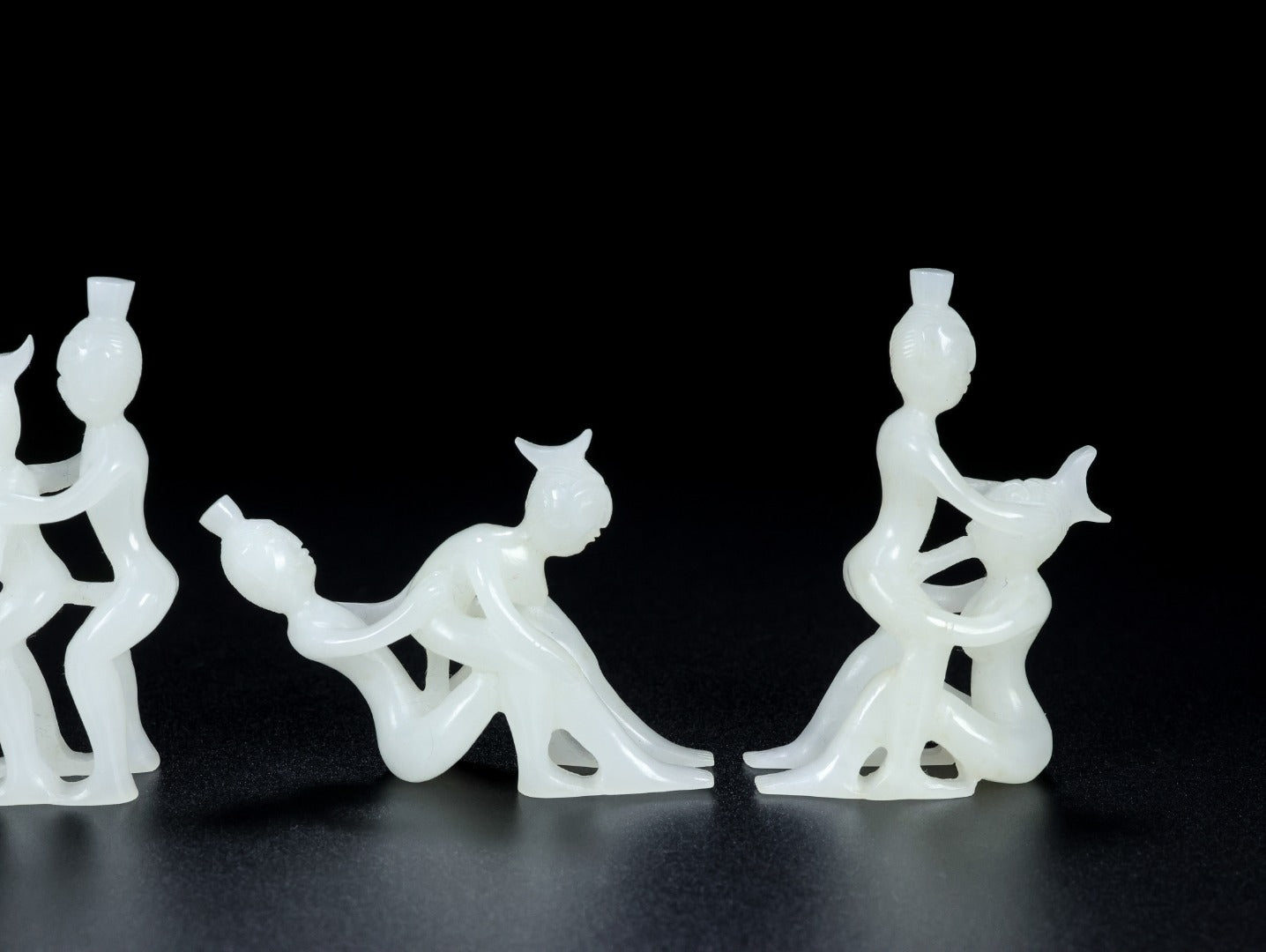 A1815 A Set Four Chinese White Hetian Jade Carved Figure Staues