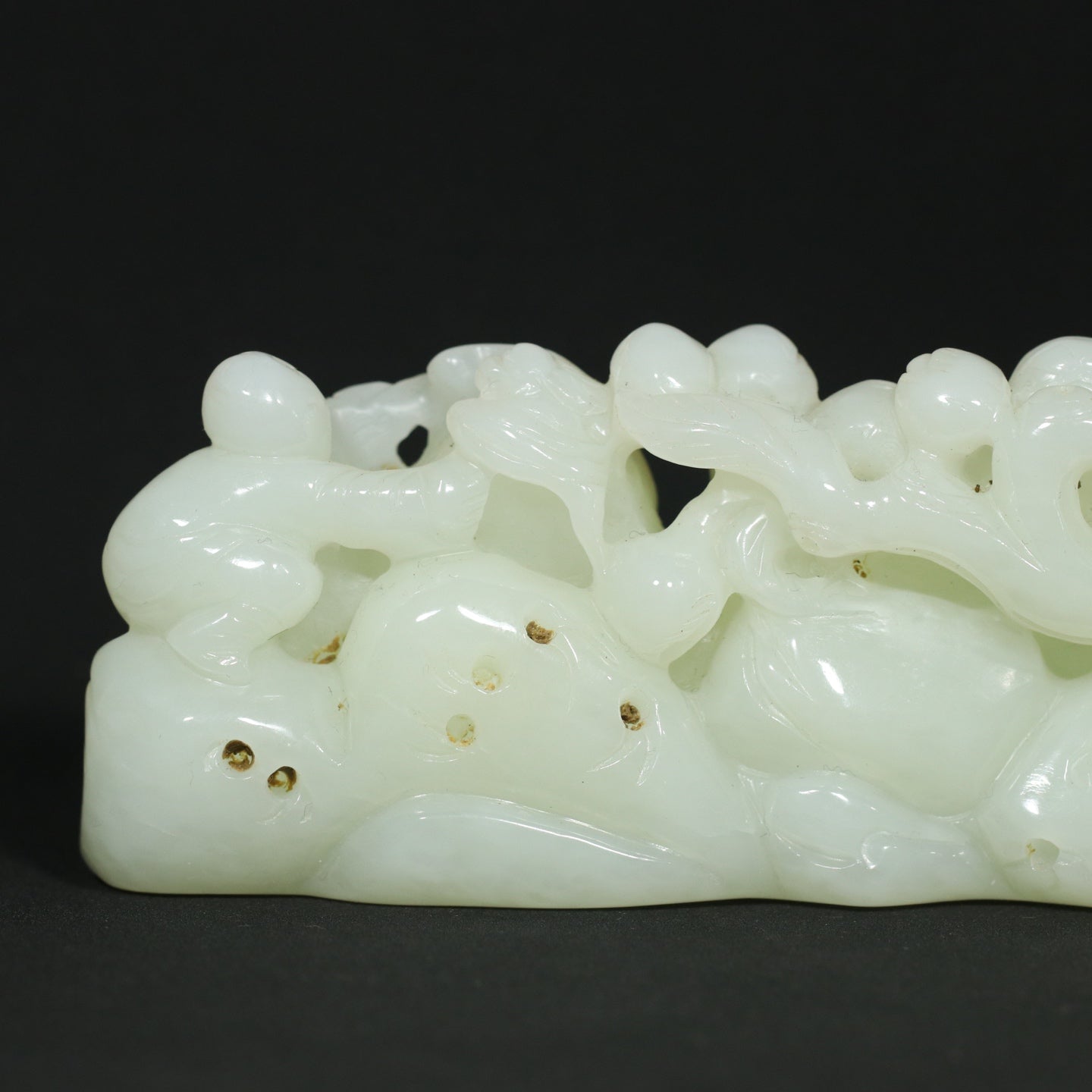 A1827 Superb Chinese Natural Hetian Jade Carved Kid Statue