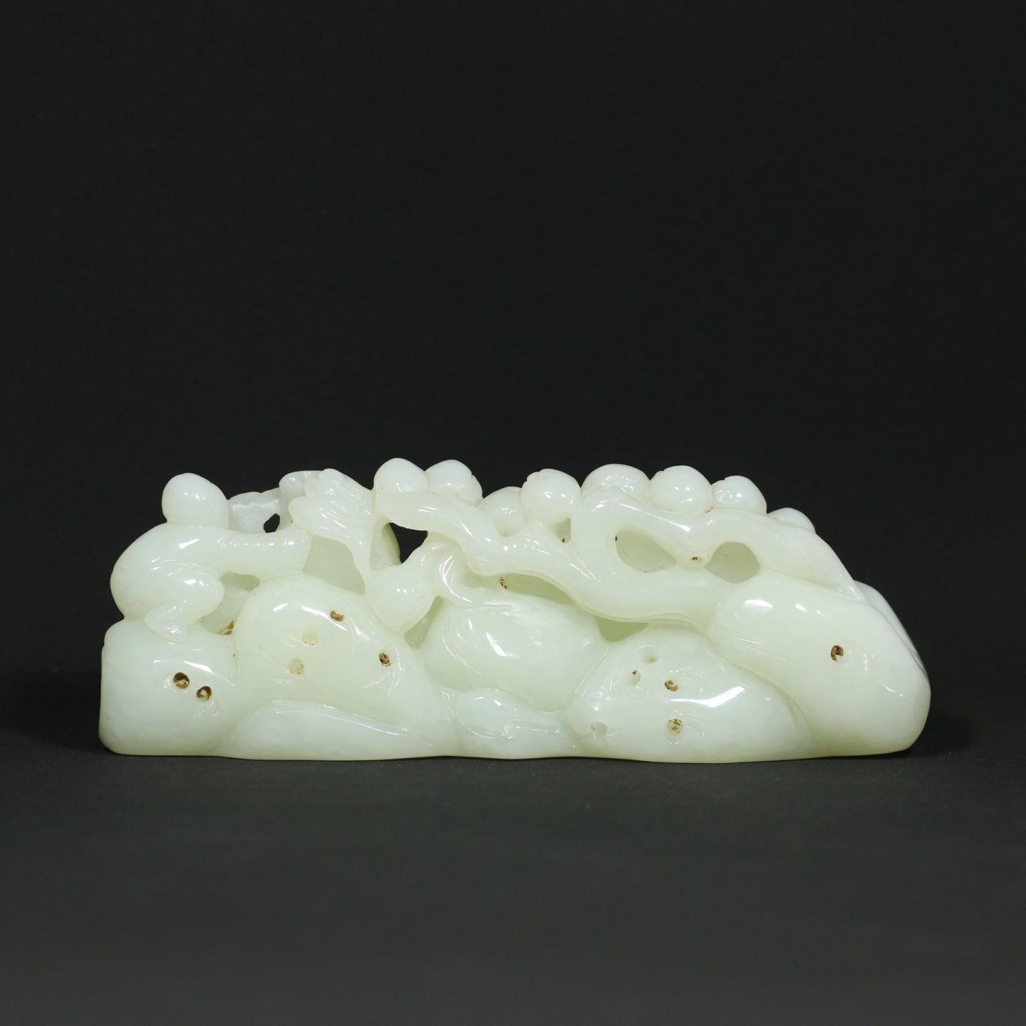 A1827 Superb Chinese Natural Hetian Jade Carved Kid Statue