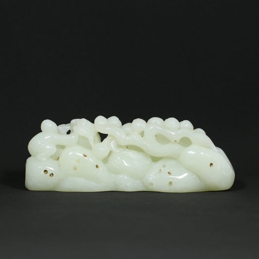 A1827 Superb Chinese Natural Hetian Jade Carved Kid Statue