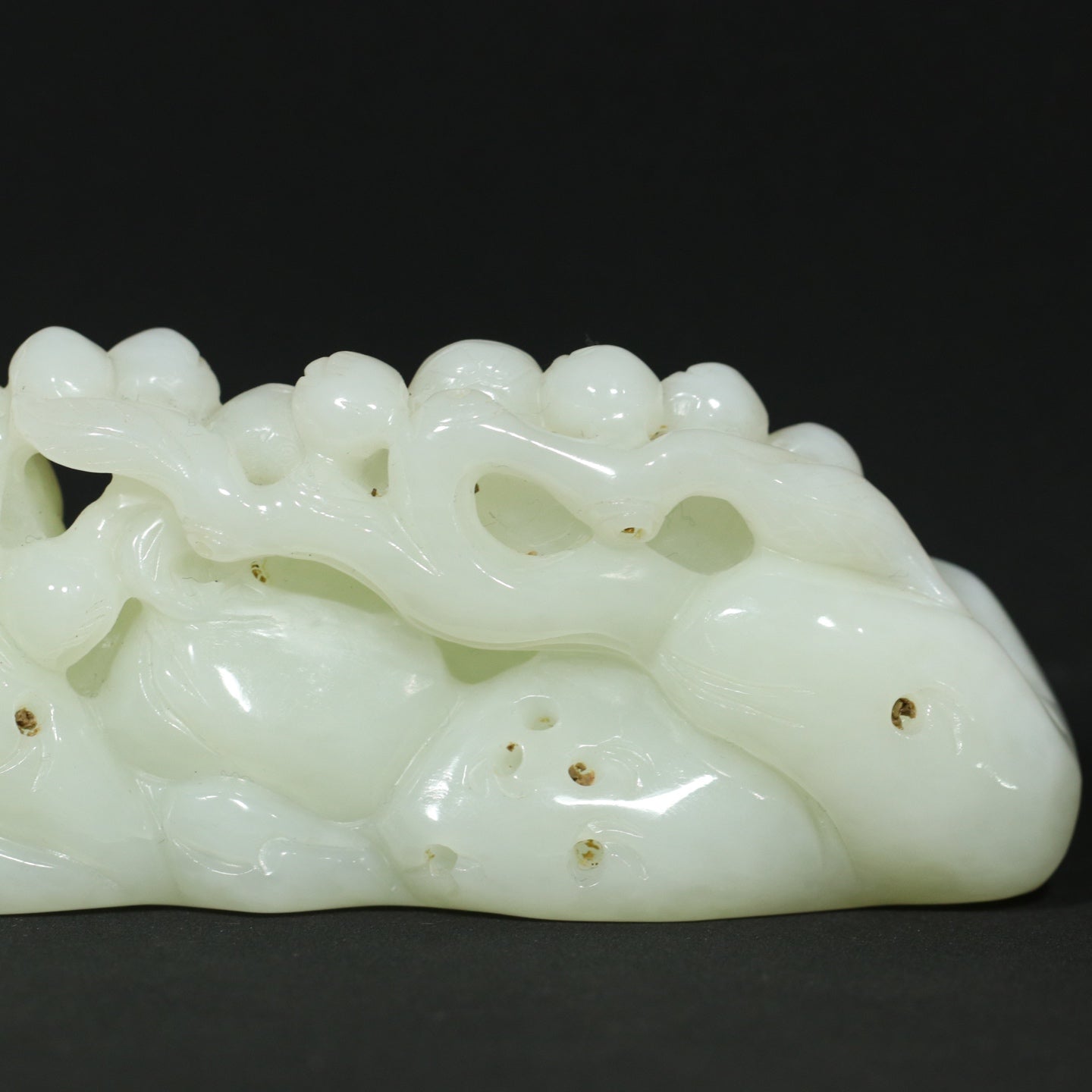 A1827 Superb Chinese Natural Hetian Jade Carved Kid Statue