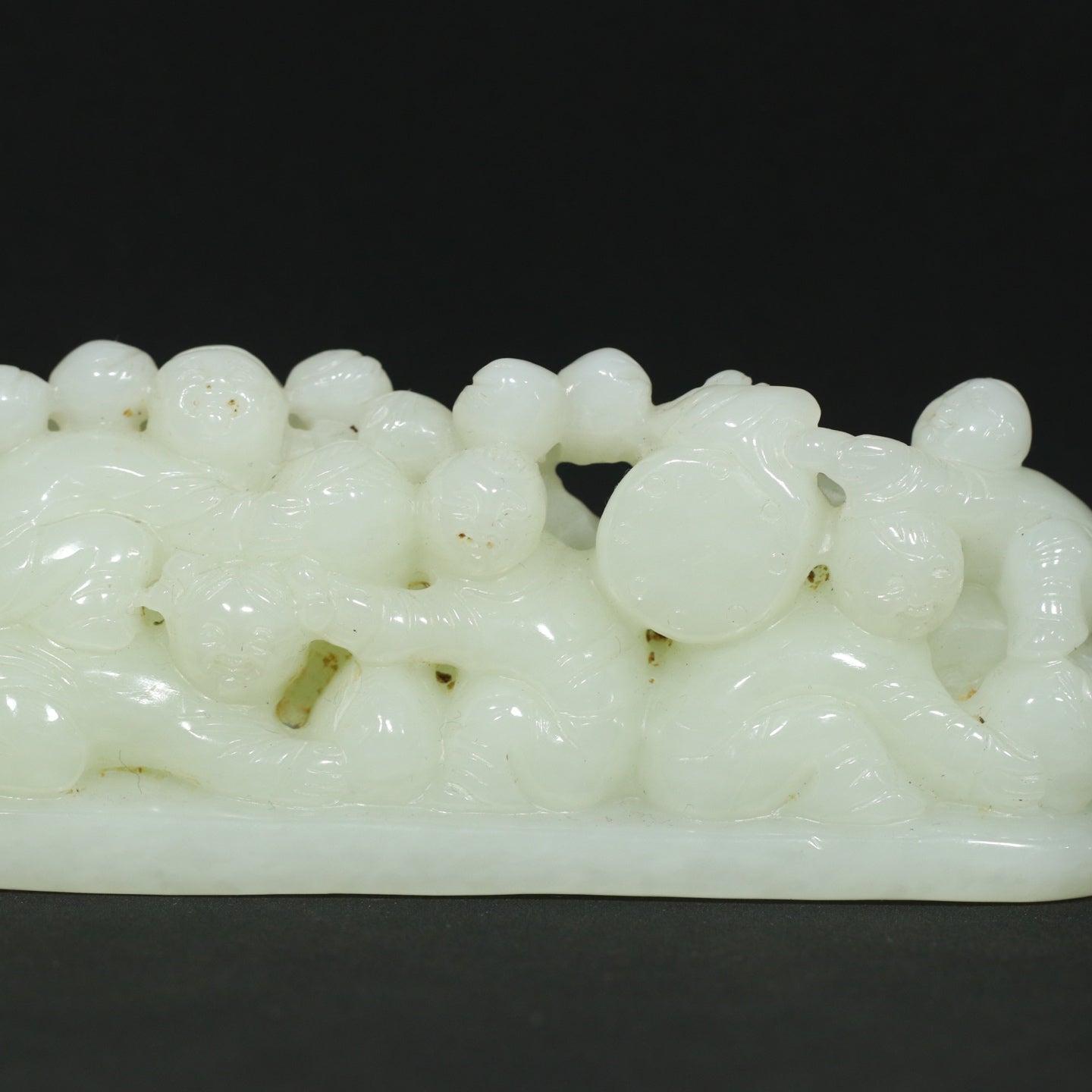 A1827 Superb Chinese Natural Hetian Jade Carved Kid Statue