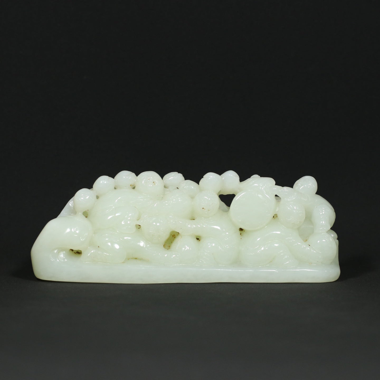 A1827 Superb Chinese Natural Hetian Jade Carved Kid Statue