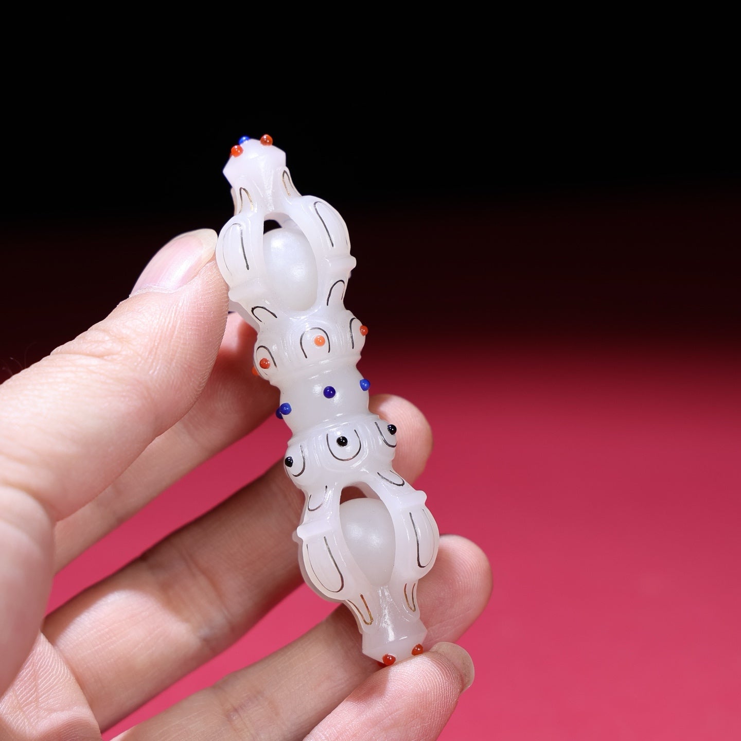 A1834 Excellent Chinese White Hetian Jade Inlay Silver Wires Pestle Xiangmo Pendant