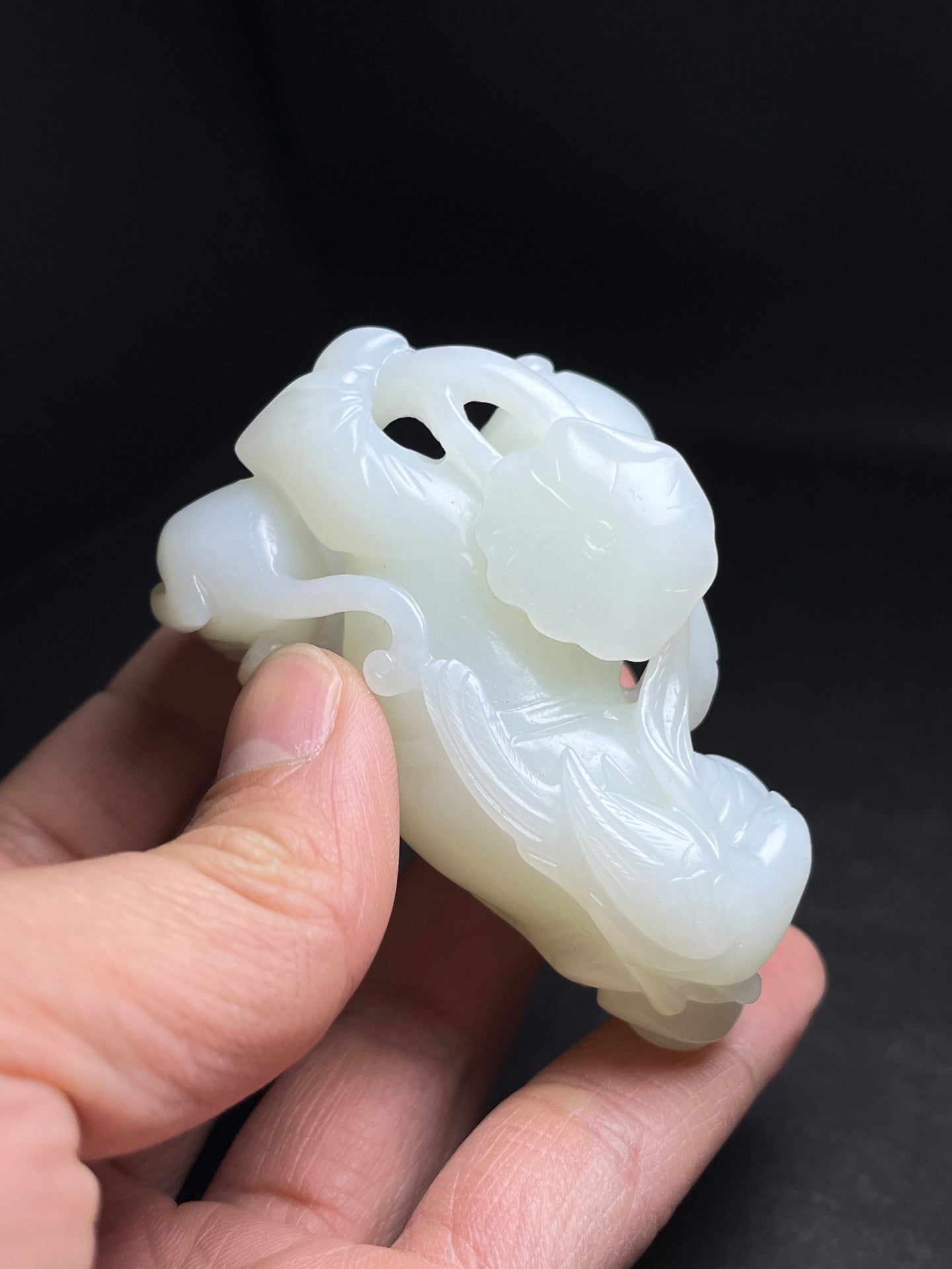 A1842 Superb Chinese Hetian Jade Carved Kid Statue