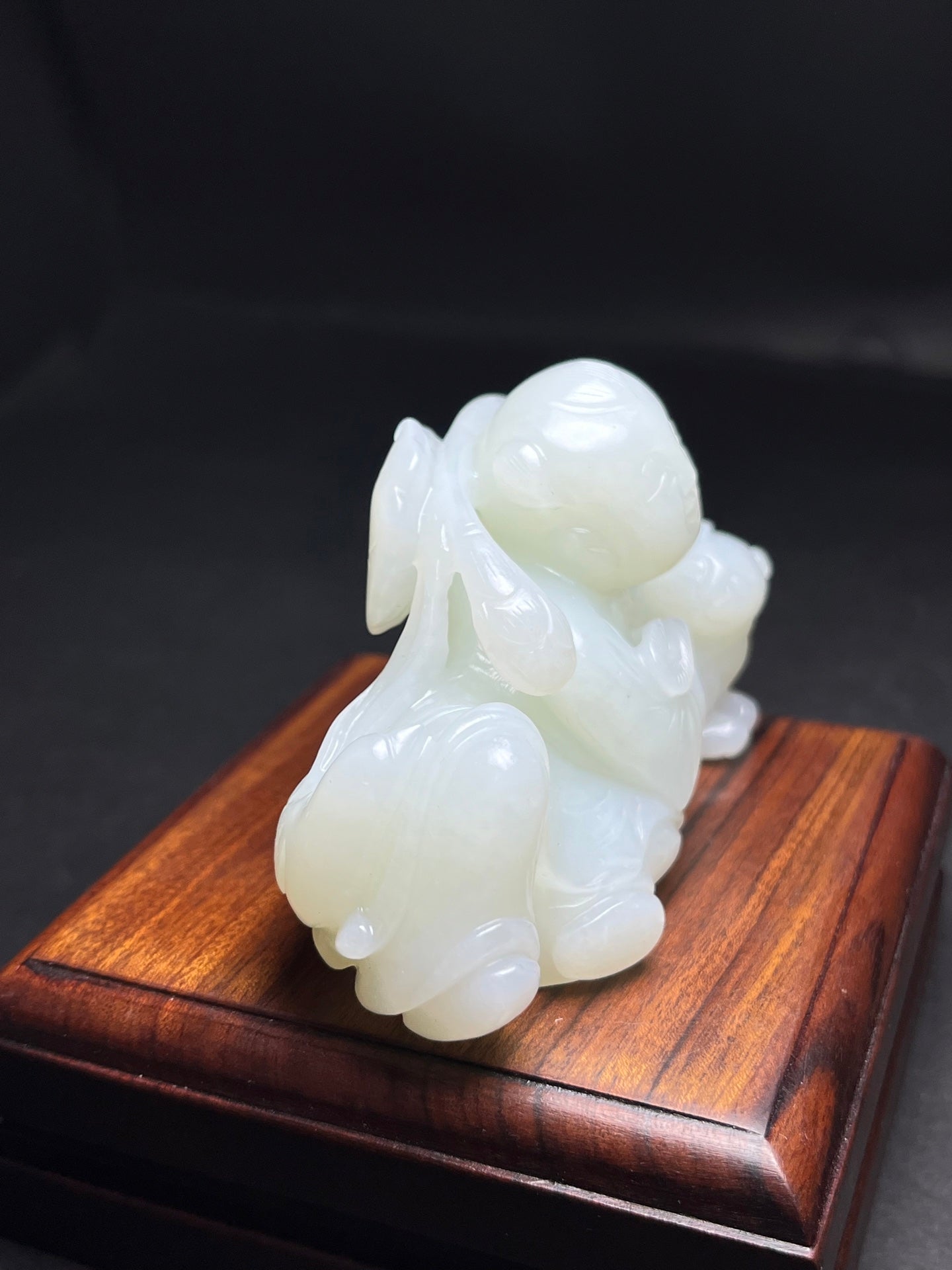 A1842 Superb Chinese Hetian Jade Carved Kid Statue