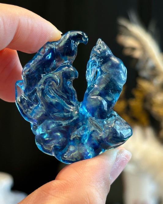 A1845 Beautiful Aquamarine Carved Nine-tailed Fox Pendant