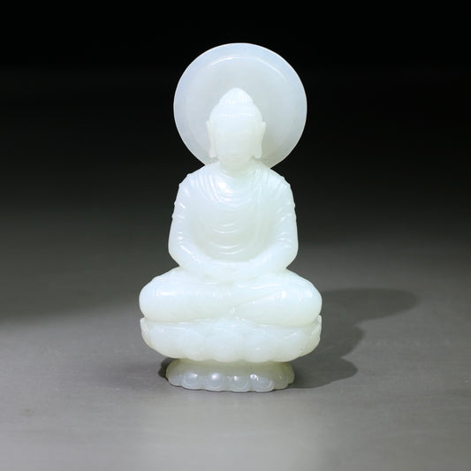 A1862 High Quality Chinese White Hetian Jade Carved Siddhartha Buddha Statue