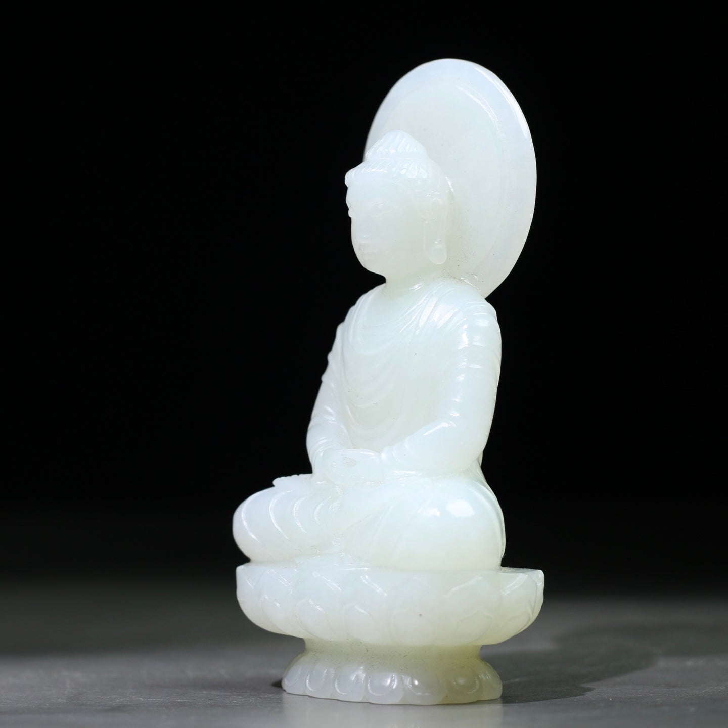 A1862 High Quality Chinese White Hetian Jade Carved Siddhartha Buddha Statue